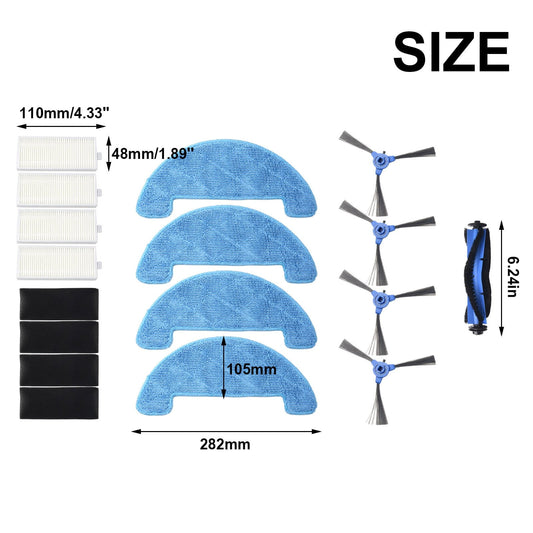 Main Side Brush Filter Mop For Coredy R550 R600 R650 R750 Spare Part Main Side Brush Filter Mop Rag KIT Replacement Spare Part