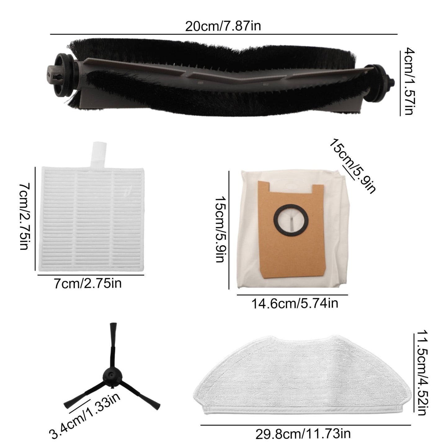 Main Brush Filters Mop Cloths Dust Bags For AIRROBO T20 T20+ Vacuum Cleaner A