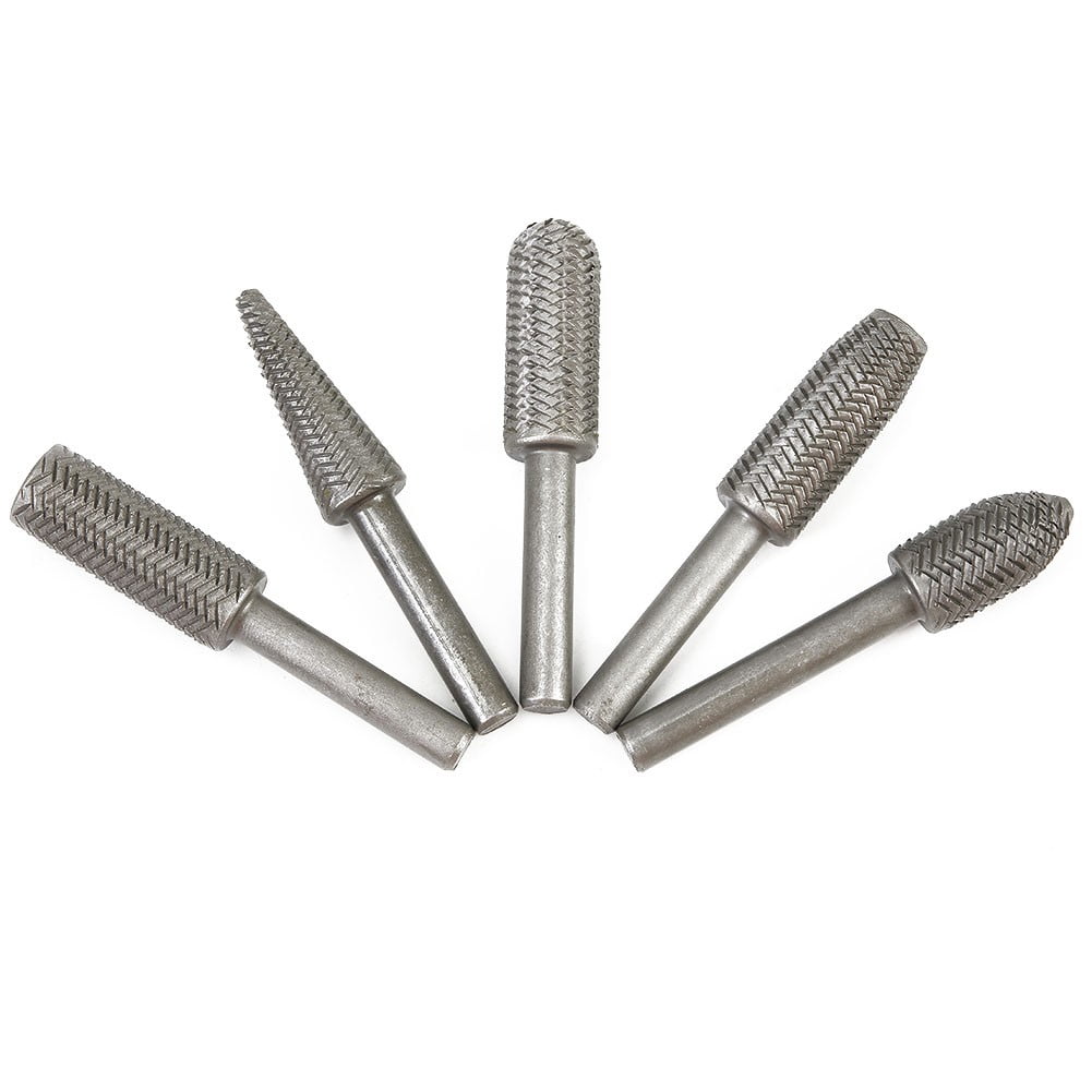 5Pcs Metal Cutter Drill Bits Rotary Files Bit Rasp Tungsten Carbide Burr Milling Cutter Drill Bit Set For Steel Grinding Carving As Shown