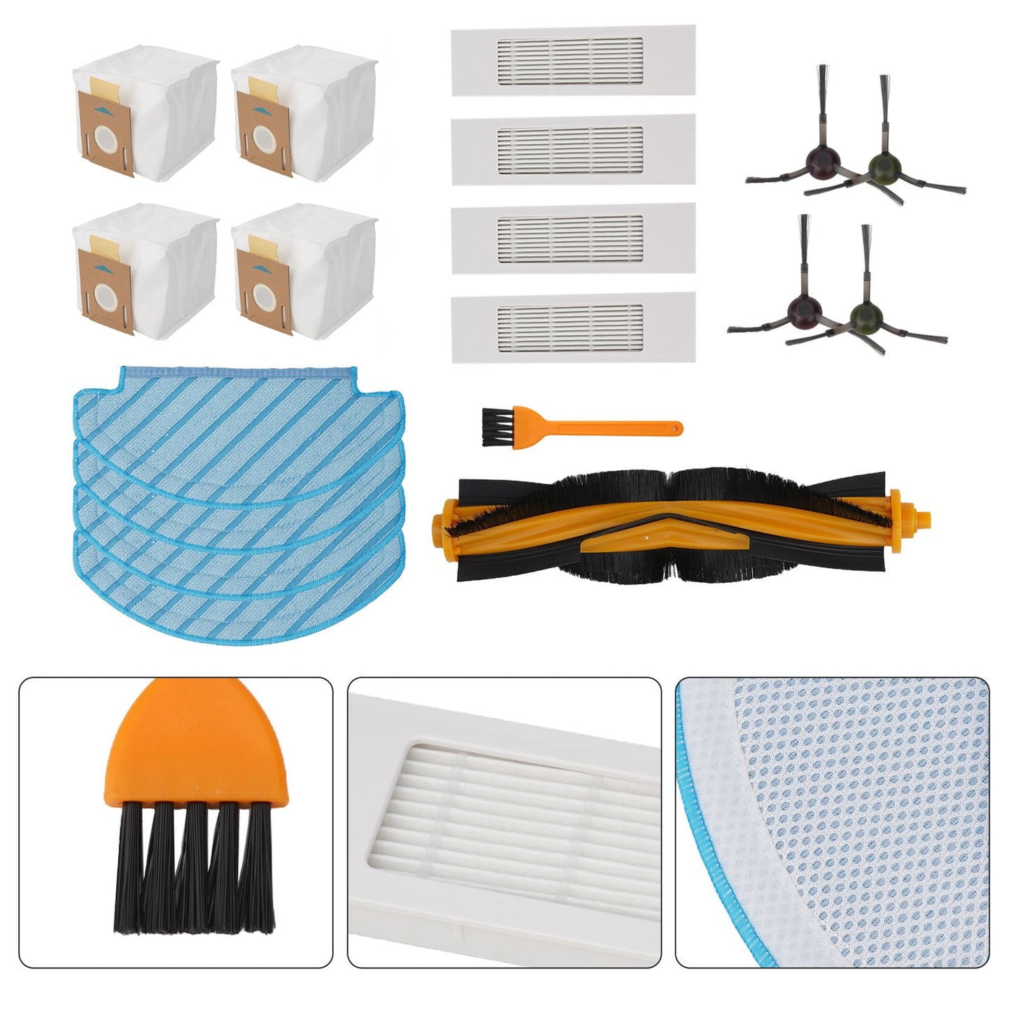 ECOVACS DEEBOOT N10/N10 PLUS Sweeping Machine Accessory Kit: Brush Roller, Side Brush, Mop Cloth, Filter, Dust Bag, Cleaning Brush Included