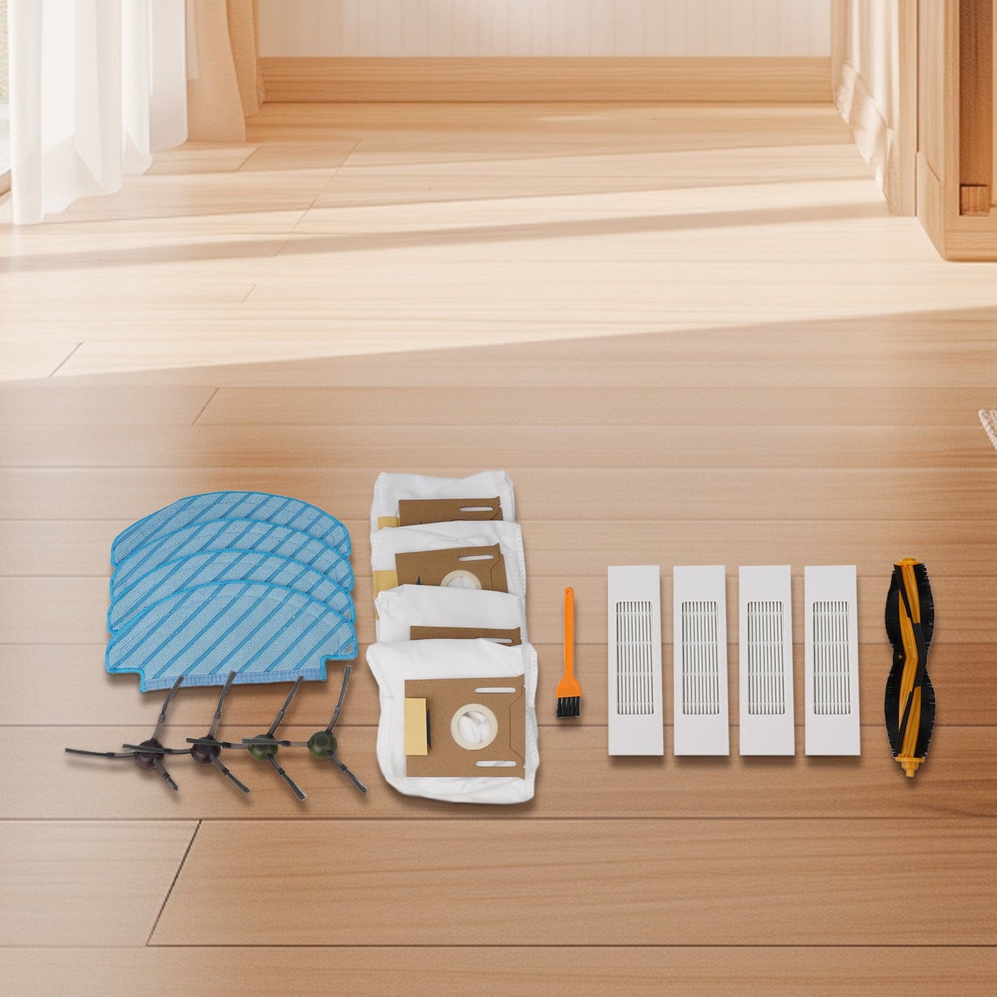 ECOVACS DEEBOOT N10/N10 PLUS Sweeping Machine Accessory Kit: Brush Roller, Side Brush, Mop Cloth, Filter, Dust Bag, Cleaning Brush Included