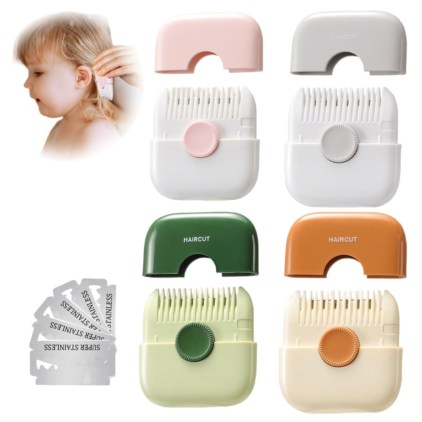 Hair Trimmer/Comb Kids, 2 in 1 Hair Trimmer, Split Ends, Razor Comb, Split End Trimmer with Blades 2 in 1 Dual-Side Design, Blades Replaceable C