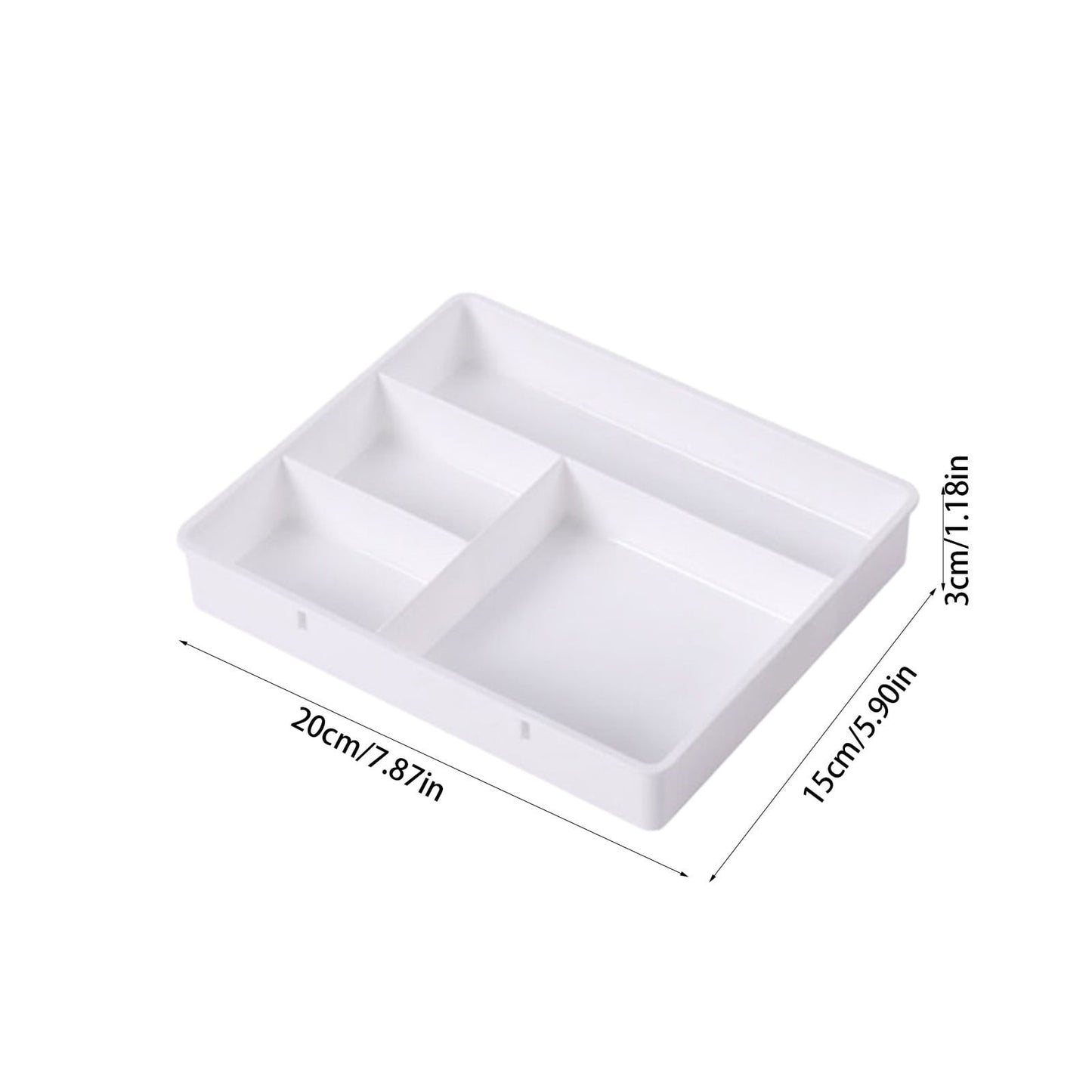 Four Grid Storage Box Plastic Drawer Dividers Flatware Tray Pen Holder Tray Plastic Tray Makeup Tray Plastic Drawers Makeup Vanity Organizer Small Item Pp Office Storage Tray White