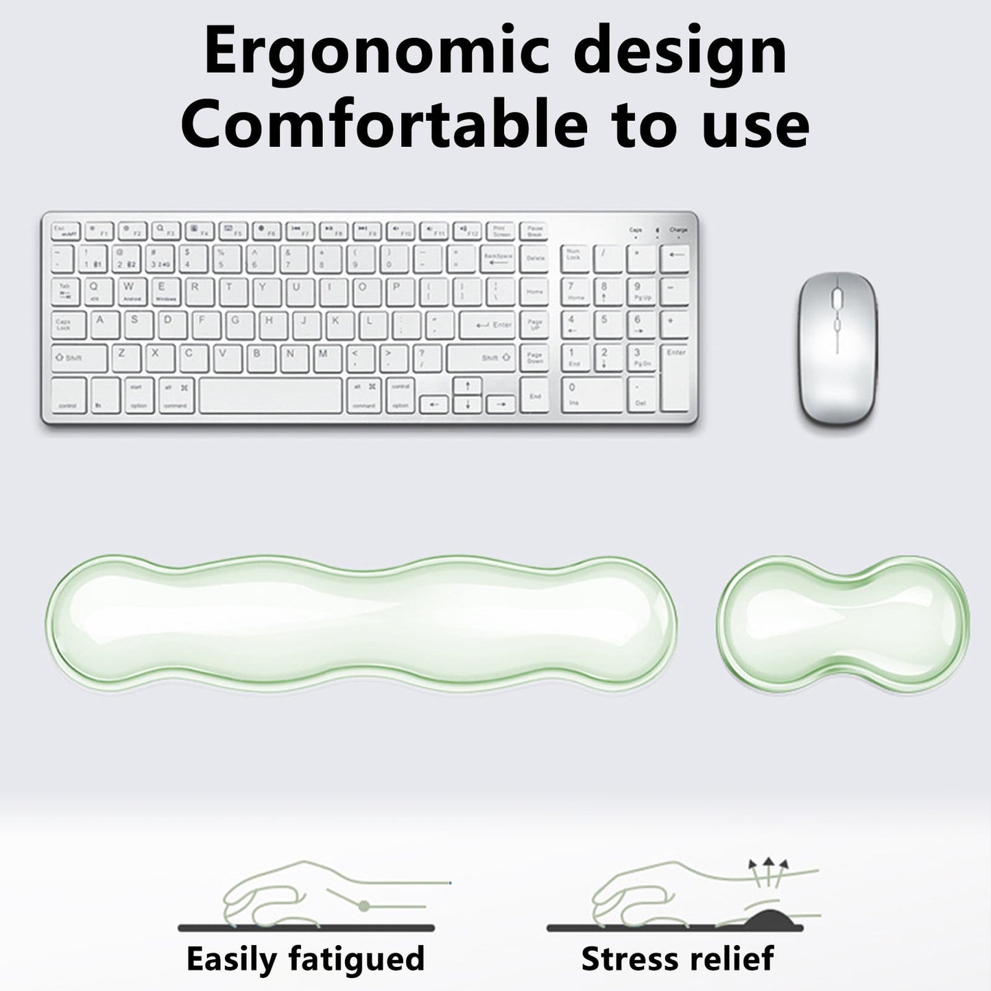 Gel Wrist Rest For Keyboard, Silicone Gel Keyboard and Mouse Wrist Rest Set, Cool Soft Ergonomic Wrist Rest, Relax Your Wrist, for Laptop Computer Office & Home Green