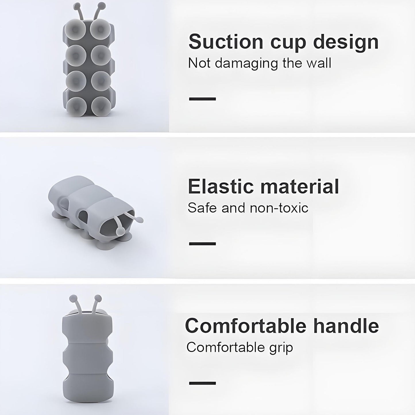 Silicone Shower Head Holder, 2024 New Universal Relocatable Shower Head Suction Cup Holder, Adjustable Shower Holder for Bathroom Non Drilling 2PCS Gray
