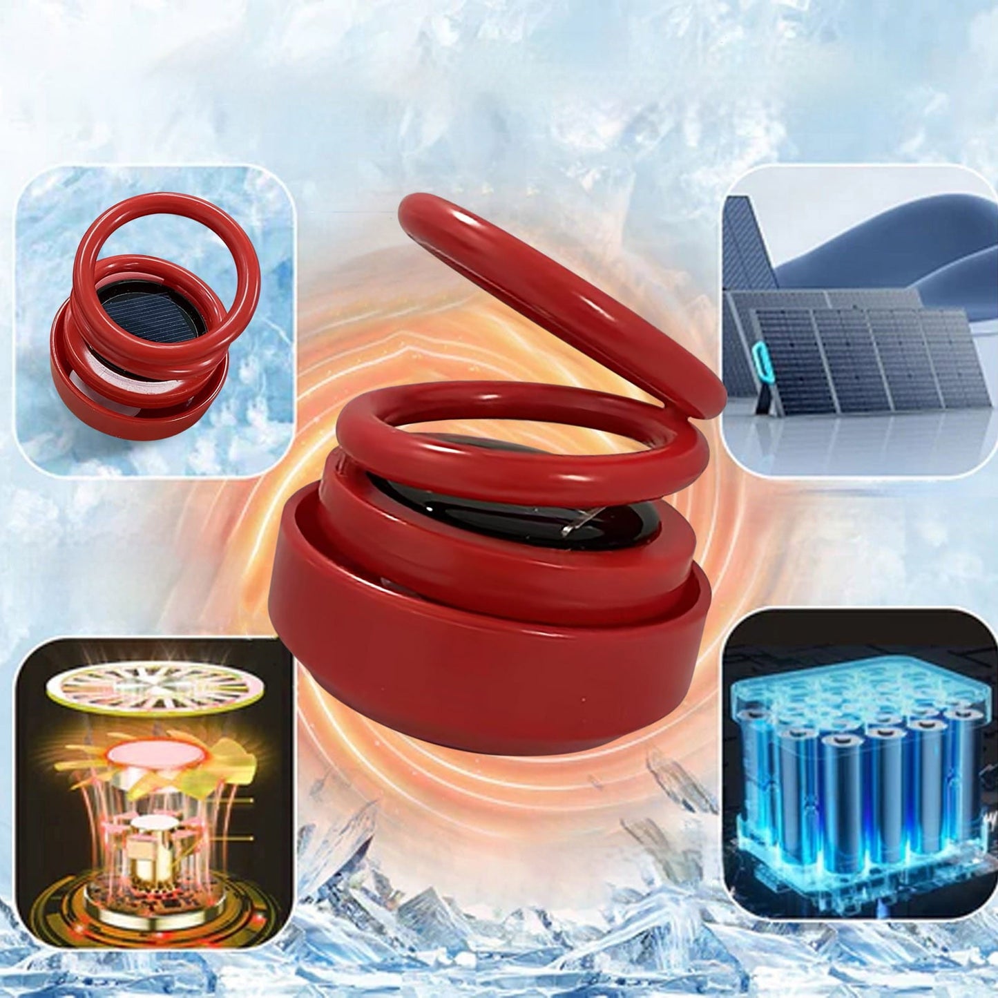 Portable Dynamic Molecular Heater,Heated Glass Fan Defroster Mini Car Heater Solar Anti-Icing Tool Kinetic Heating Portable Kinetic Molecular Car Defroster For Car Living Room Bedroom