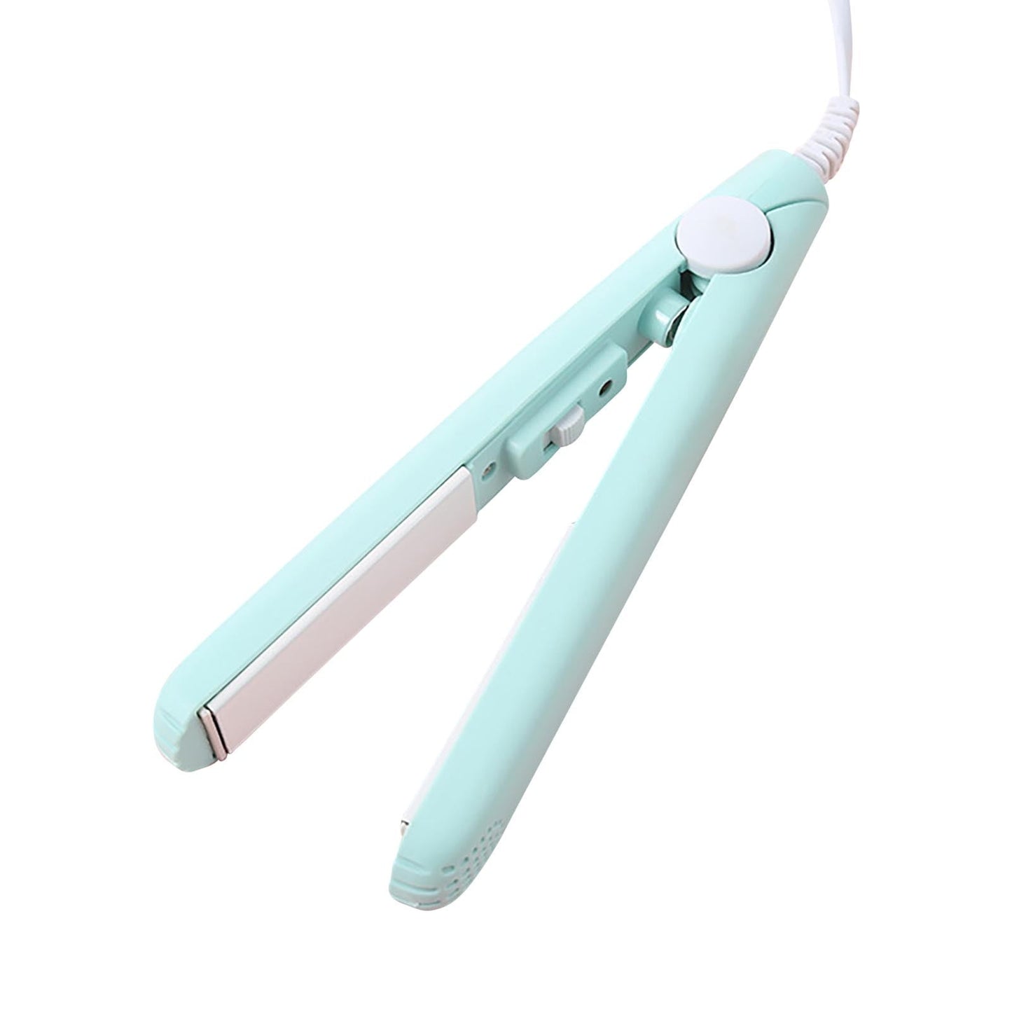 Mini Hair Curler, Mini Hair Curler, 2 in 1 Mini Ceramic Curler and Hair Straightener, Ceramic Mini Hair Curler for Short Hair Blue