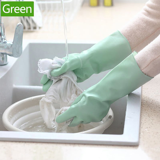 1 Pairs Rubber Gloves for Dishwashing Cleaning, Cotton Lined Household Gloves, Waterproof Gloves for Kitchen Bathroom, Reusable Gloves, Food Grade Non-Slip Household Kitchen Gloves Mint Green,L