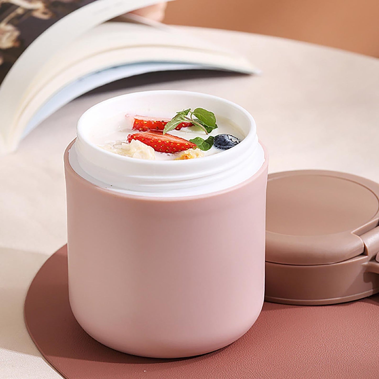 Thermo for Hot Food Kids - 16 Oz, Insulated Food Jar for Soup, Width Mouth Stainless Steel Insulated Lunch Container, Portable Vacuum Insulated Jar Leakproof with Lids for Adults Kids Pink