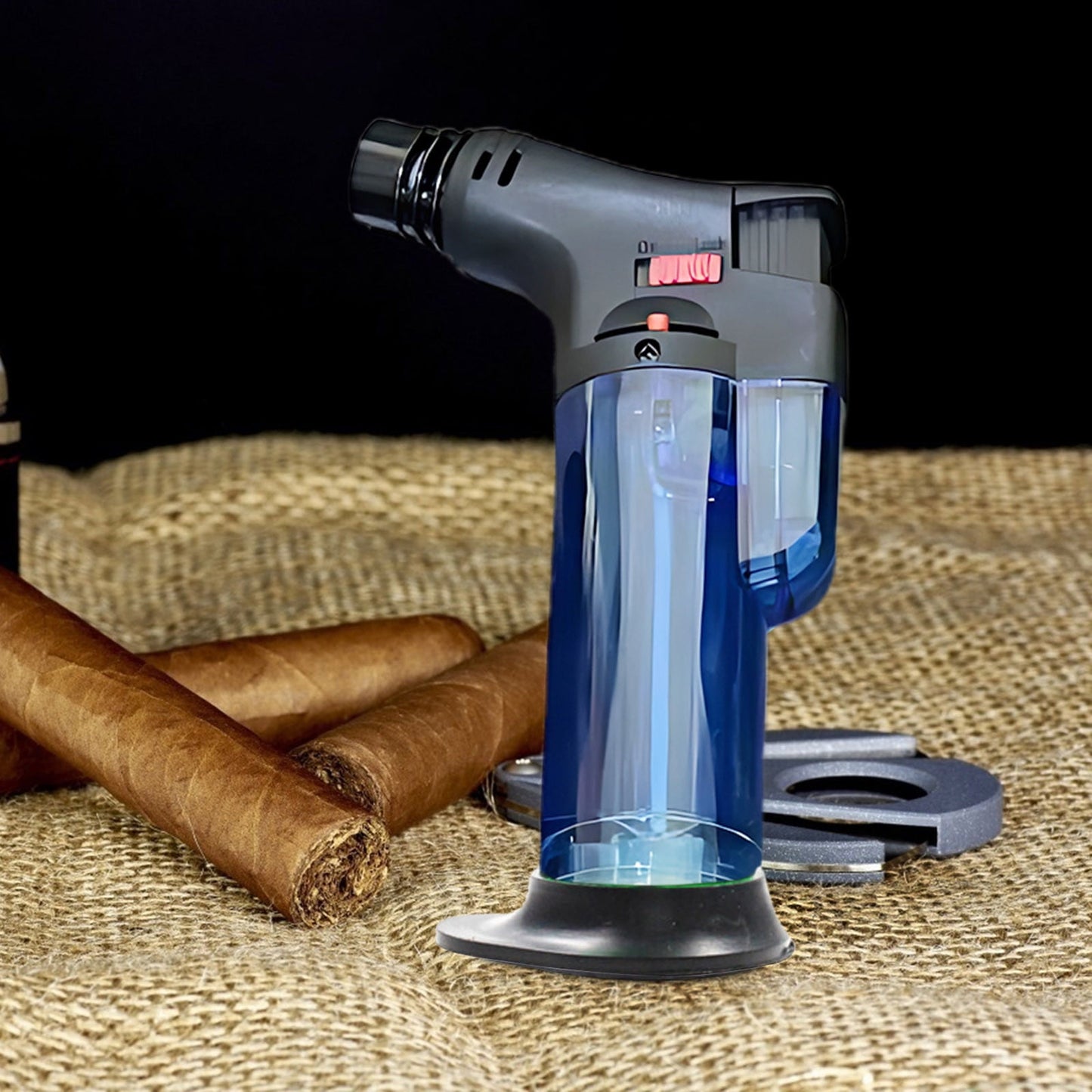 Torch Lighters, Butane Refillable Jet Flame Torch Lighter, Windproof, Safe, Vuyungers Multi Utility Lighter for Candles, Fireplaces, Campfires, Grill (Without Butane) Blue