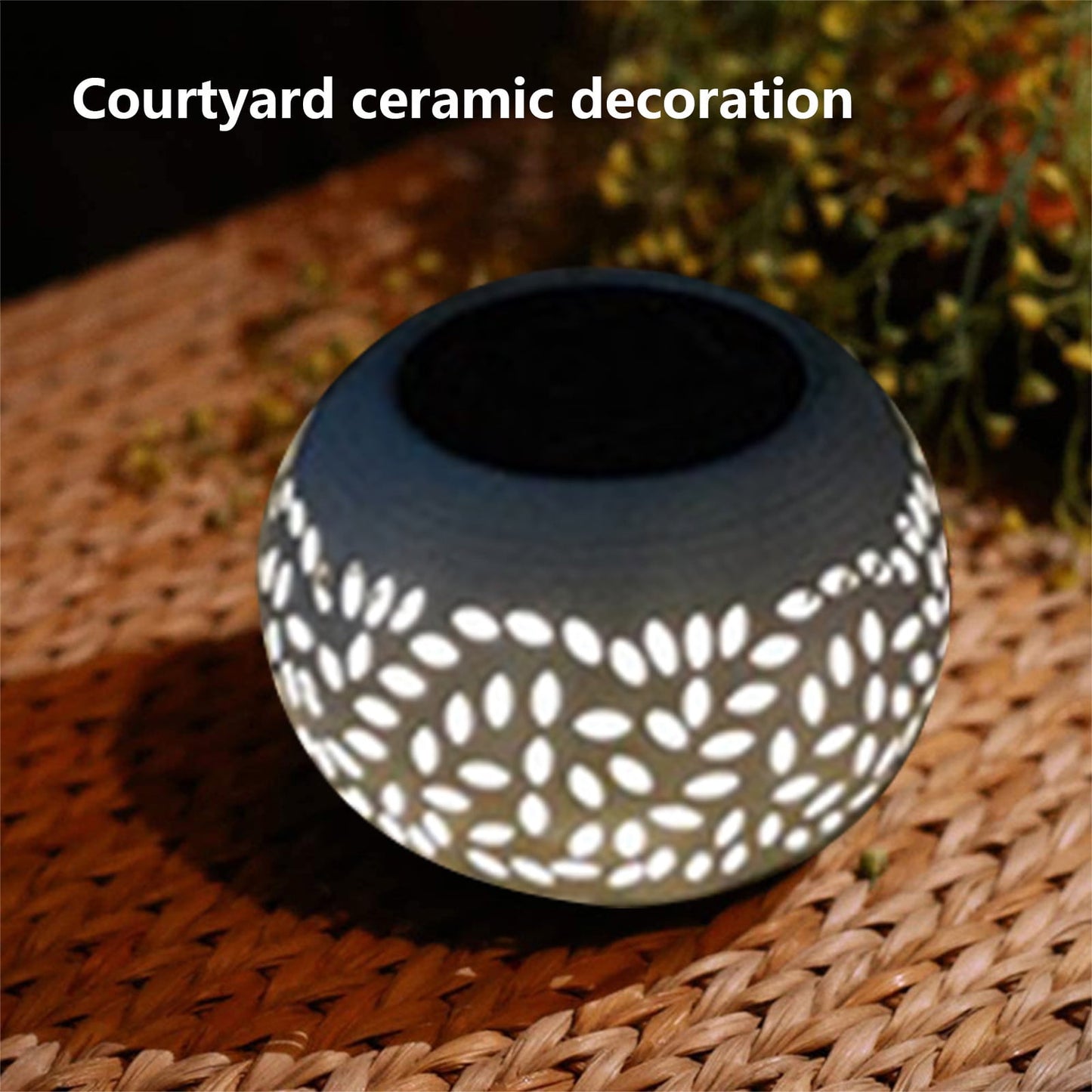 Solar Lantern Outdoor Waterproof, Solar Table Lights LED Metal Tabletop Light Solar Powered Decorative Lighting Lanterns for Desk Bedroom Patio Garden Yard,Flickering Flame Light round Pot White