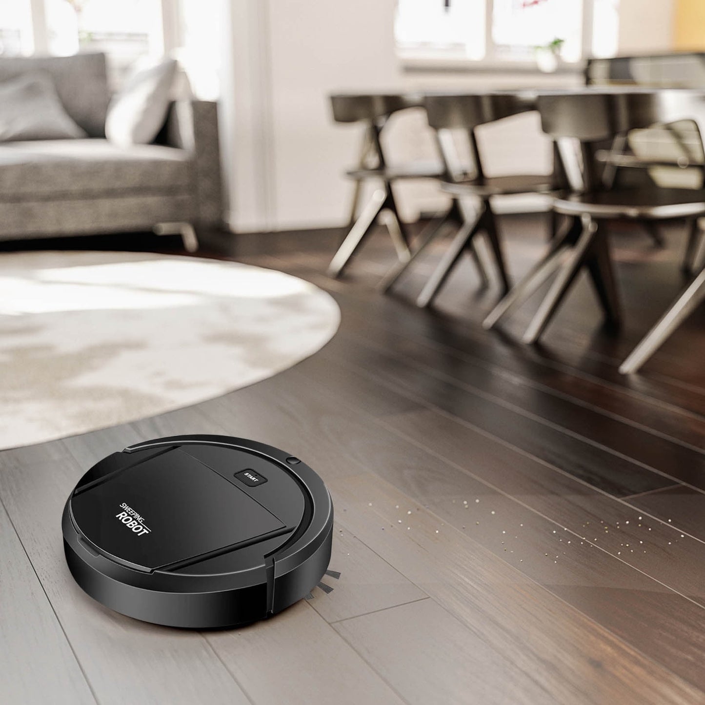 Robot Vacuum Cleaner, 4 in 1 Ultra Thin Low Operation Intelligent Sweeping Mopping Robot,for Hard Floor, Pet Hair and Low-Piled Carpet,Quiet,Integral Memory Multiple Cleaning Modes Vacuum Black