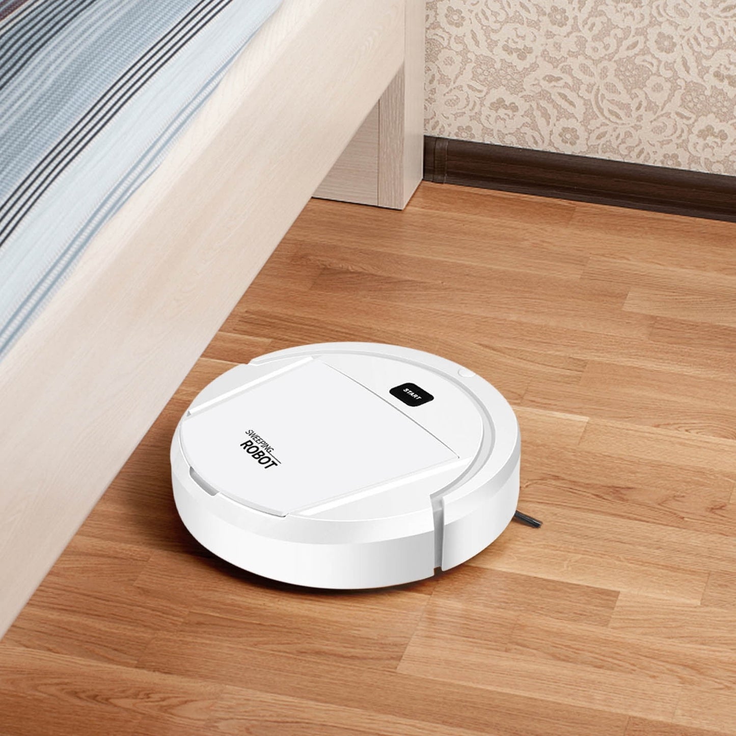 Robot Vacuum Cleaner, 4 in 1 Ultra Thin Low Operation Intelligent Sweeping Mopping Robot,for Hard Floor, Pet Hair and Low-Piled Carpet,Quiet,Integral Memory Multiple Cleaning Modes Vacuum White
