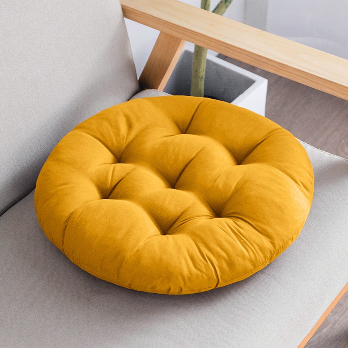 Outdoor Seat Cushion, Round Rattan Cushion, Hanging Basket Chair Cushion for Swing Chair Hammock Wicker Chair Rocking Chair,Vuyungers Seat Cushions Floor Pillow Yellow