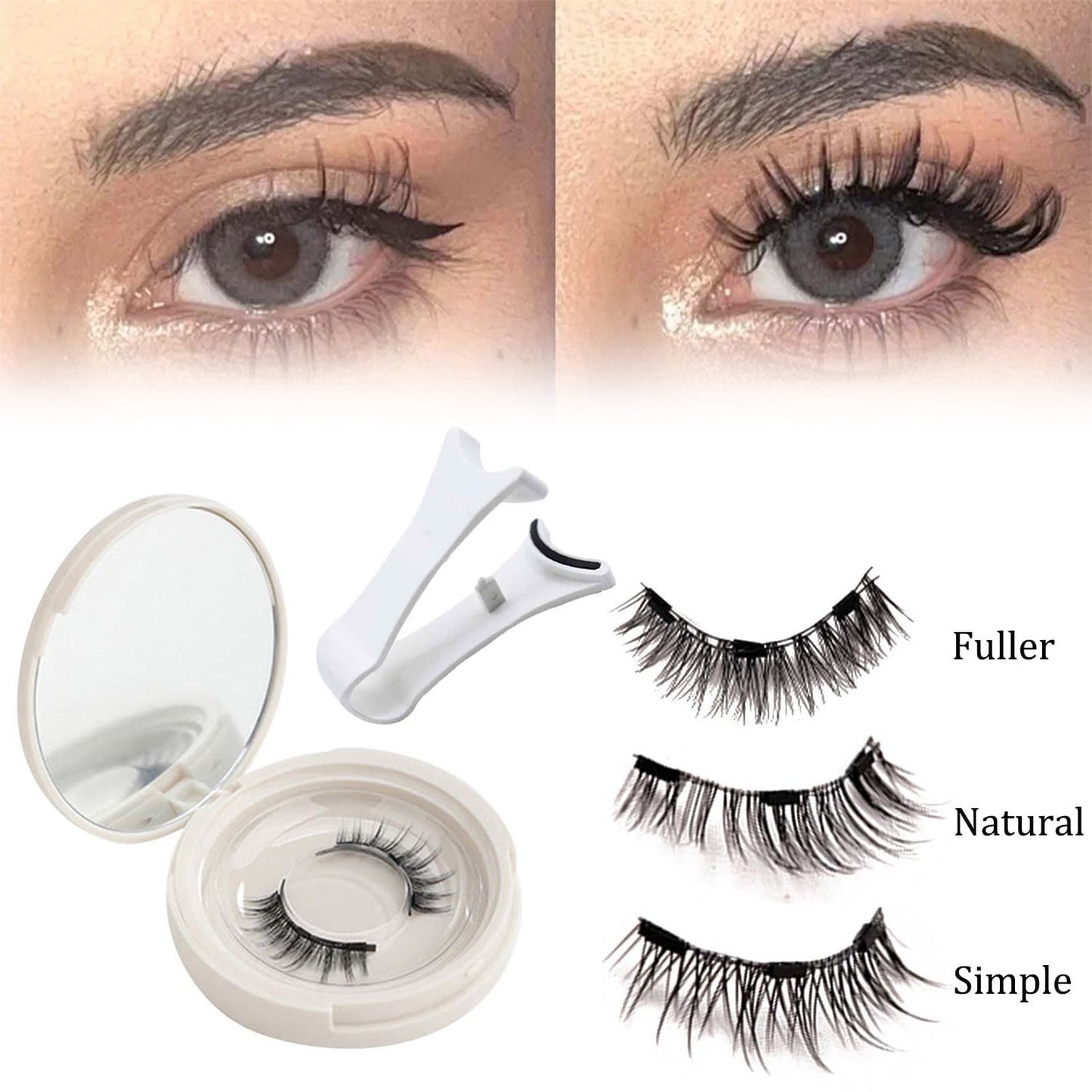 Magnetic Lashes - Magnetic Eyelashes Natural Look, Magnetic Lashes Kit, Lashes, Reusable Natural Look No Glue Needed Magnetic Eyelashes with Applicator, No Glue Needed Easy to Wear and Remove C