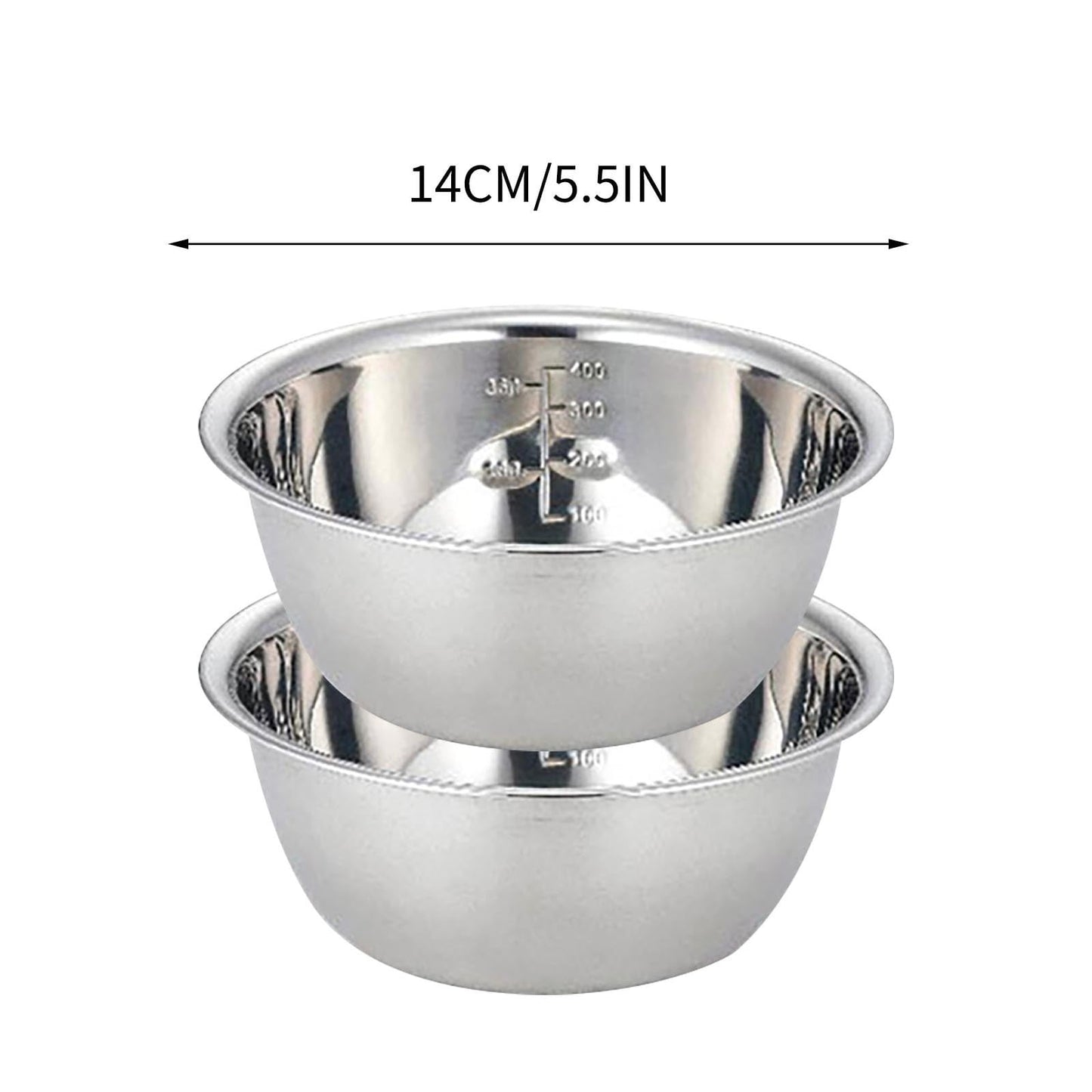 Thickened Stainless Steel Mixing Bowl - Salad Bowl, Metal Bowls, Stainless Steel Basin, Heavy Duty Deeper Edge Mirror Finish Dishwasher Safe Bowl, Metal Bowls,Stainless Steel Basin, Water Basin 14CM 400ml