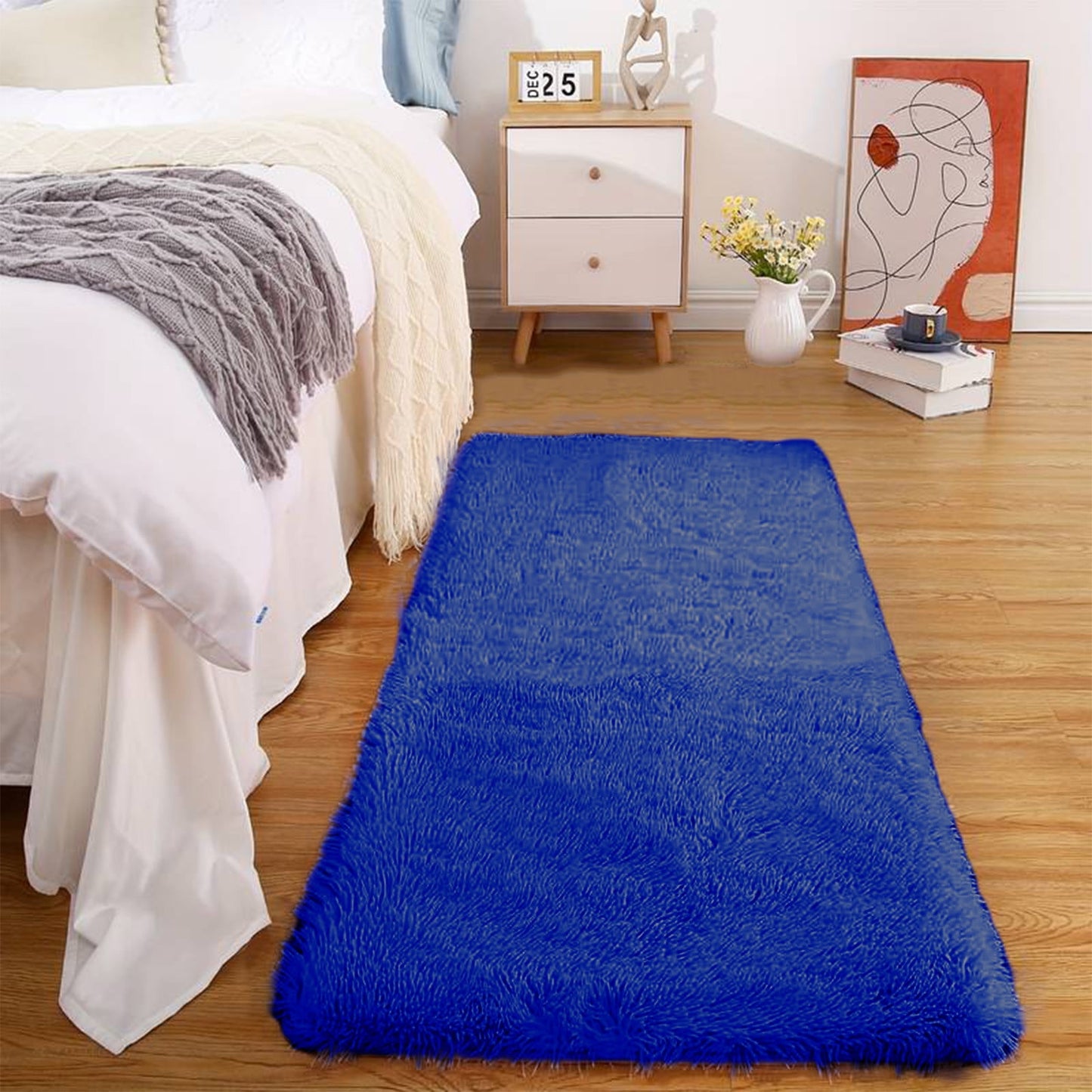 Washable Runner Rug for Bedroom Living Room Rug - 40 x 15.7 Inch Bath Mats Red Soft Fluffy Hallway Runner Rug, Non-Slip Indoor Carpet for Kitchen Laundary Room Decor Entryway Bathroom Blue