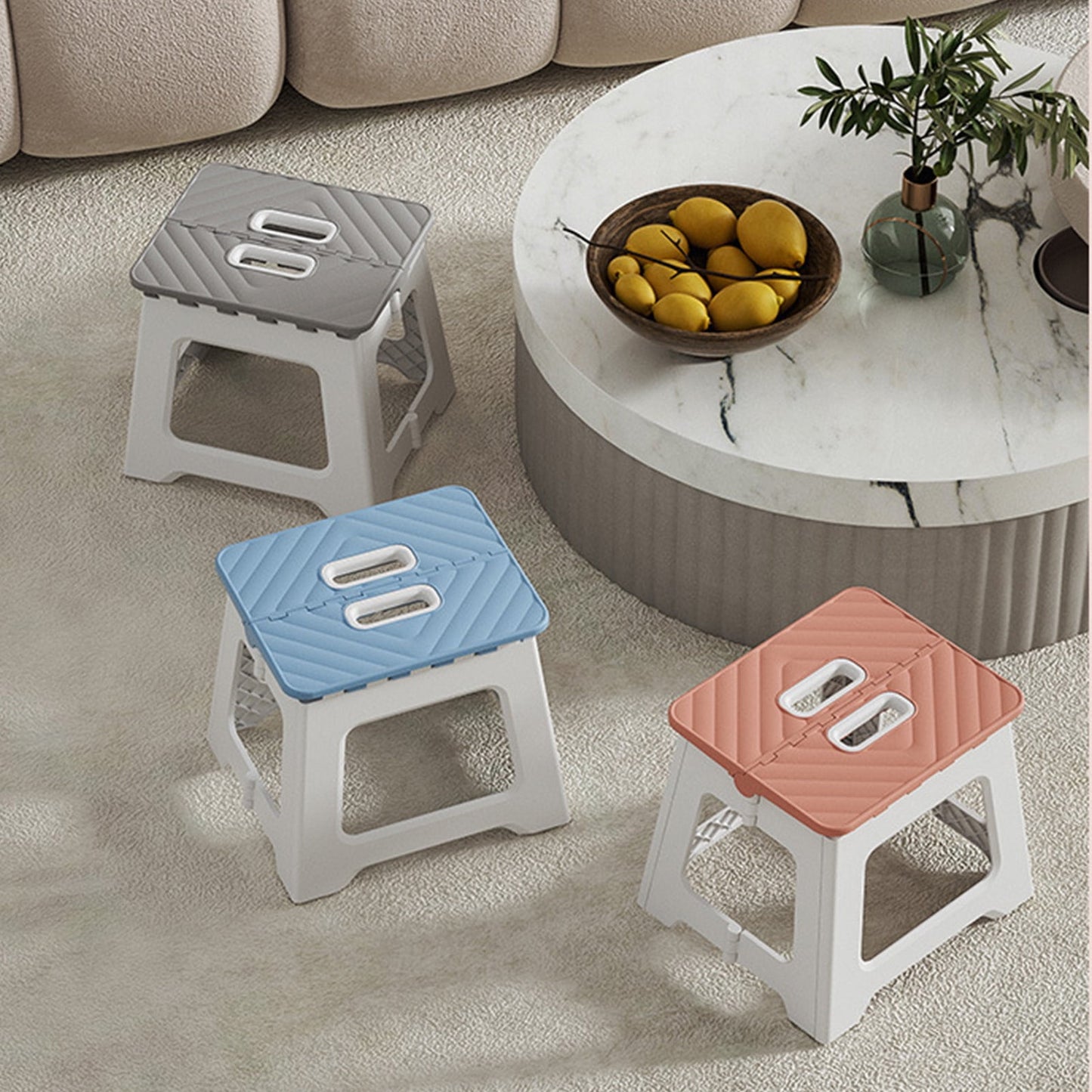 Non-Slip Folding Step Stools - 9x7in Shower Stool for Shaving Legs, Stool Foldable, Foot Stool, Holds Up to 300 lbs - Lightweight Plastic Foldable Step Stool, Low Stool Outdoor Camping Home Gray