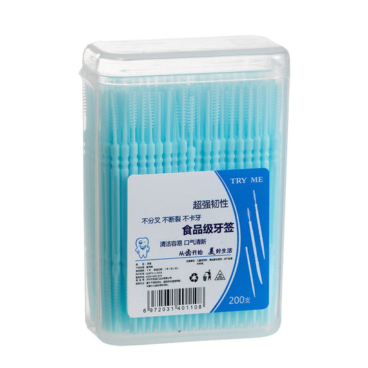 200 Pcs Double-Head Toothpicks, Disposable Plastic Interdental Brushes for Teeth Cleaning, Conical & Fishbone Design, Oral Care Dental Picks, Comfortable & Durable, Easy to Use, Travel-Friendly A