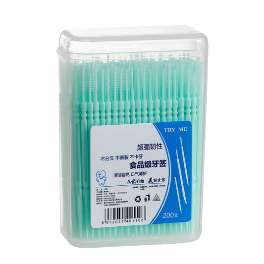 200 Pcs Double-Head Toothpicks, Disposable Plastic Interdental Brushes for Teeth Cleaning, Conical & Fishbone Design, Oral Care Dental Picks, Comfortable & Durable, Easy to Use, Travel-Friendly B