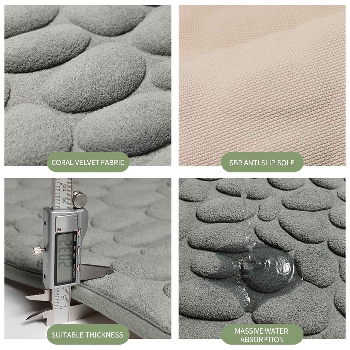 40 x 24 Inch Cotton Bathroom Floor Mat - Super Soft, Water Absorbent, Non-Slip, Machine Washable, Ideal for Bathroom, Bedroom, and Kitchen Coffee