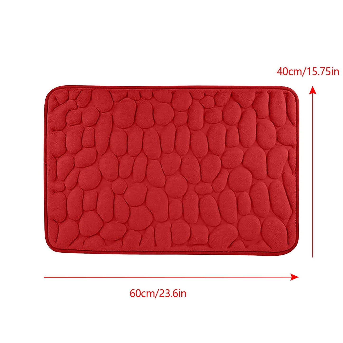 40 x 24 Inch Cotton Bathroom Floor Mat - Super Soft, Water Absorbent, Non-Slip, Machine Washable, Ideal for Bathroom, Bedroom, and Kitchen Red