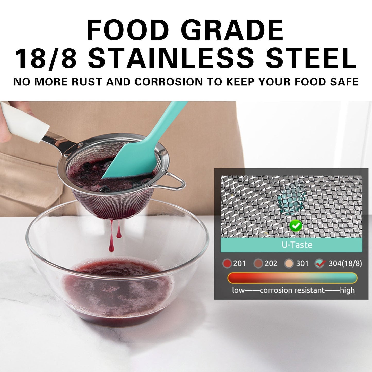 Cetilox Stainless Steel Flour Sifter - Double-Layer 30-Mesh Sieve for Baking and Powdered Sugar - 25cm, Dishwasher-Safe 14cm