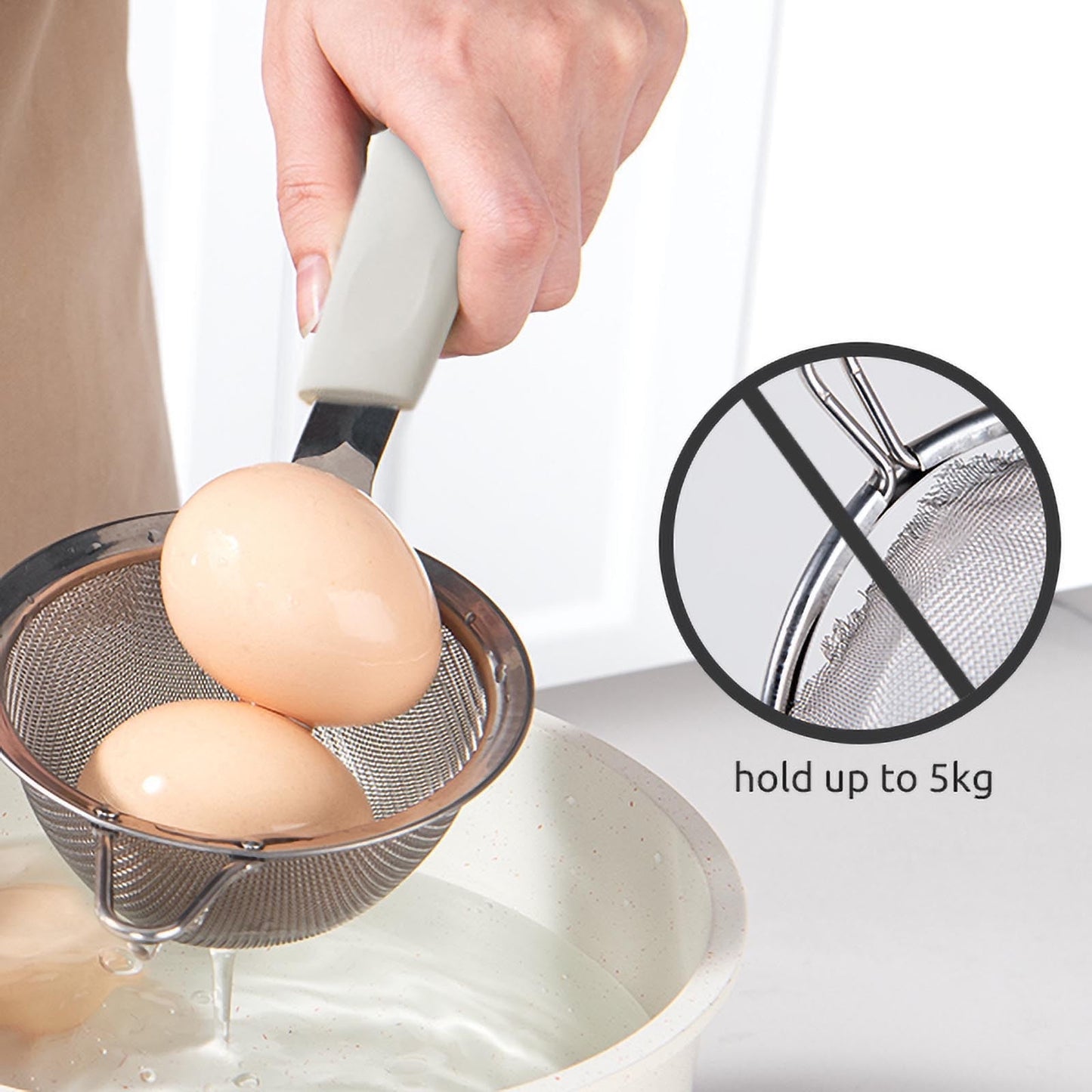 Cetilox Stainless Steel Flour Sifter - Double-Layer 30-Mesh Sieve for Baking and Powdered Sugar - 25cm, Dishwasher-Safe 14cm