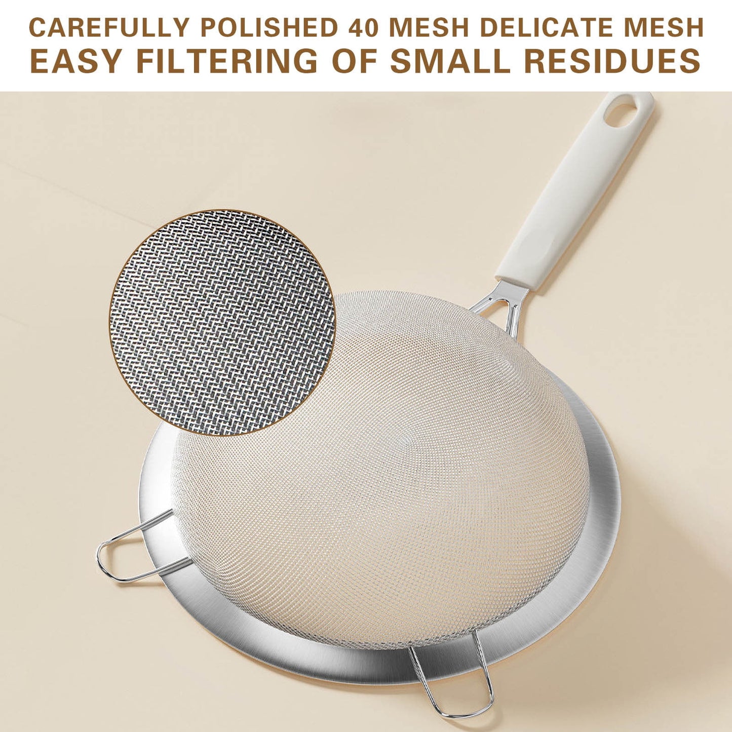 Cetilox Stainless Steel Flour Sifter - Double-Layer 30-Mesh Sieve for Baking and Powdered Sugar - 25cm, Dishwasher-Safe 14cm