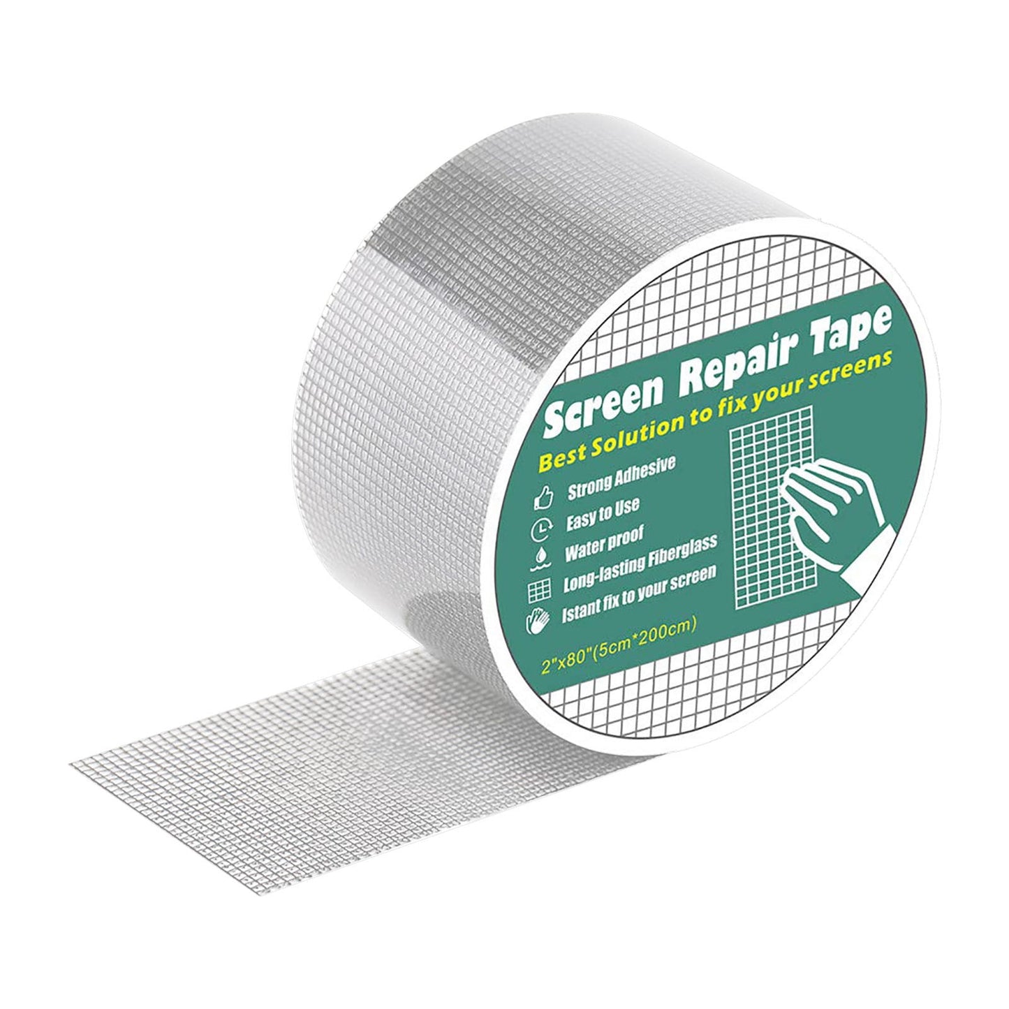 Self-Adhesive Window and Door Screen Repair Tape, Anti-Insect Fly Mosquito Net Patch, 2"x78.74" for Window and Door Screen Fix, Easy to Use, Long-Lasting, Fiberglass Screen Repair Sticker Gray