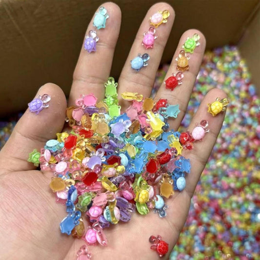 100 PCS Cute Tiny Turtles for Crafts - Mini Turtle Figurines Glow in The Dark Miniatures Resin Turtles Cute for Fairy Garden Moss Landscape Party Decoration Hidden Game Nail Art DIY Projects