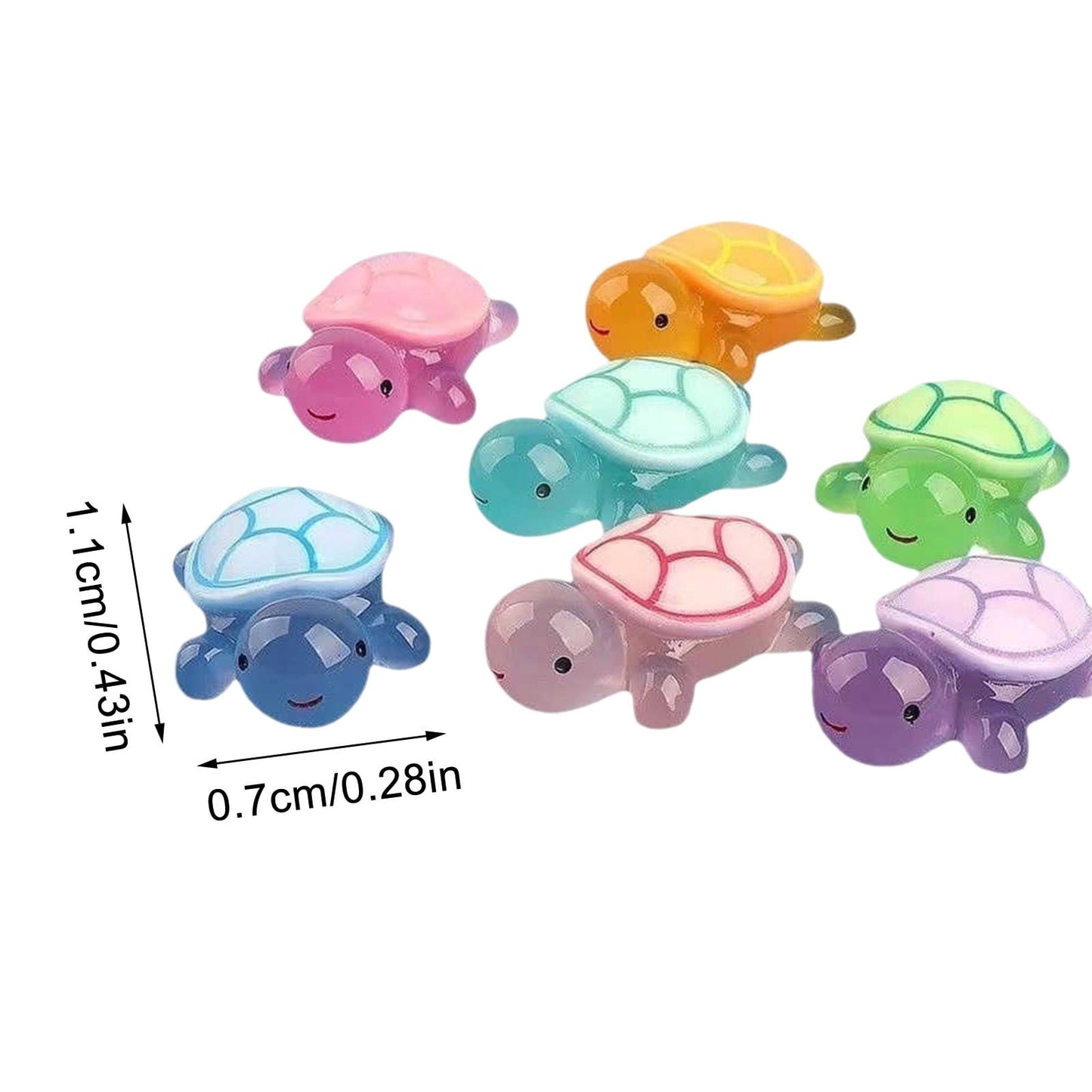 100 PCS Cute Tiny Turtles for Crafts - Mini Turtle Figurines Glow in The Dark Miniatures Resin Turtles Cute for Fairy Garden Moss Landscape Party Decoration Hidden Game Nail Art DIY Projects