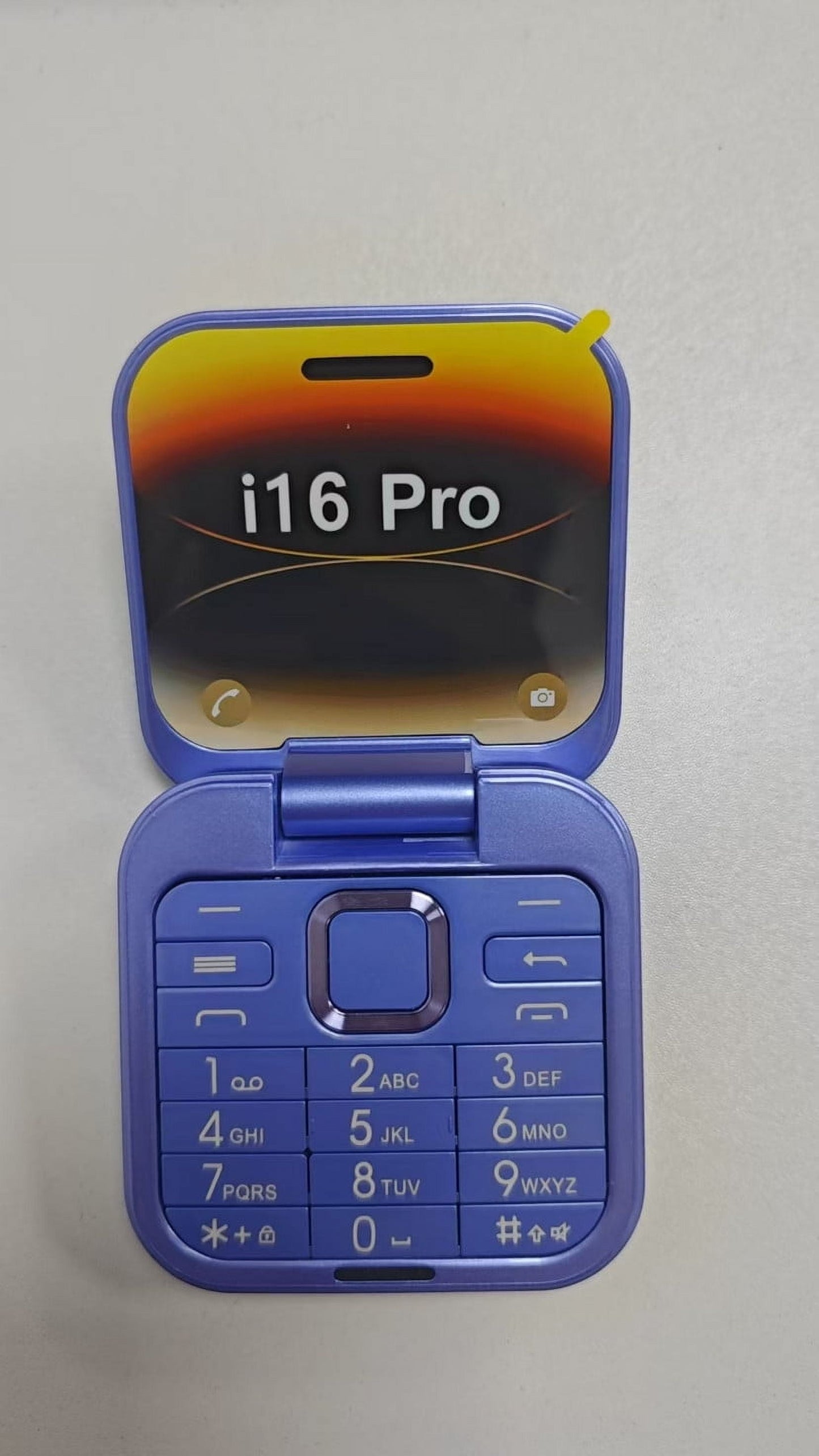 i16pro Folding Flip Phone - Mini Backup Cellphone with Double SIM, 2.6-inch Screen, 1.3MP Camera, LED Flashlight, Large Buttons for Elderly, Dual Standby, GSM Network, Easy Use for Seniors