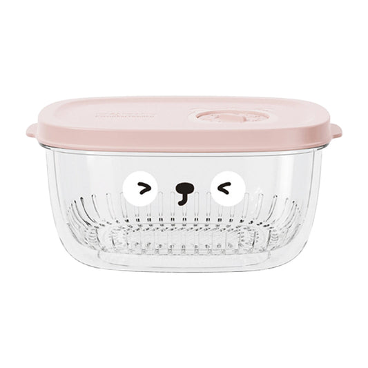 Shallots Ginger Garlic Storage Box - 5.9x2.8in Food-grade Refrigerator Fresh-keeping Box with Detachable Draining Basket for Vegetables, Minced Garlic & Food Prep Pink