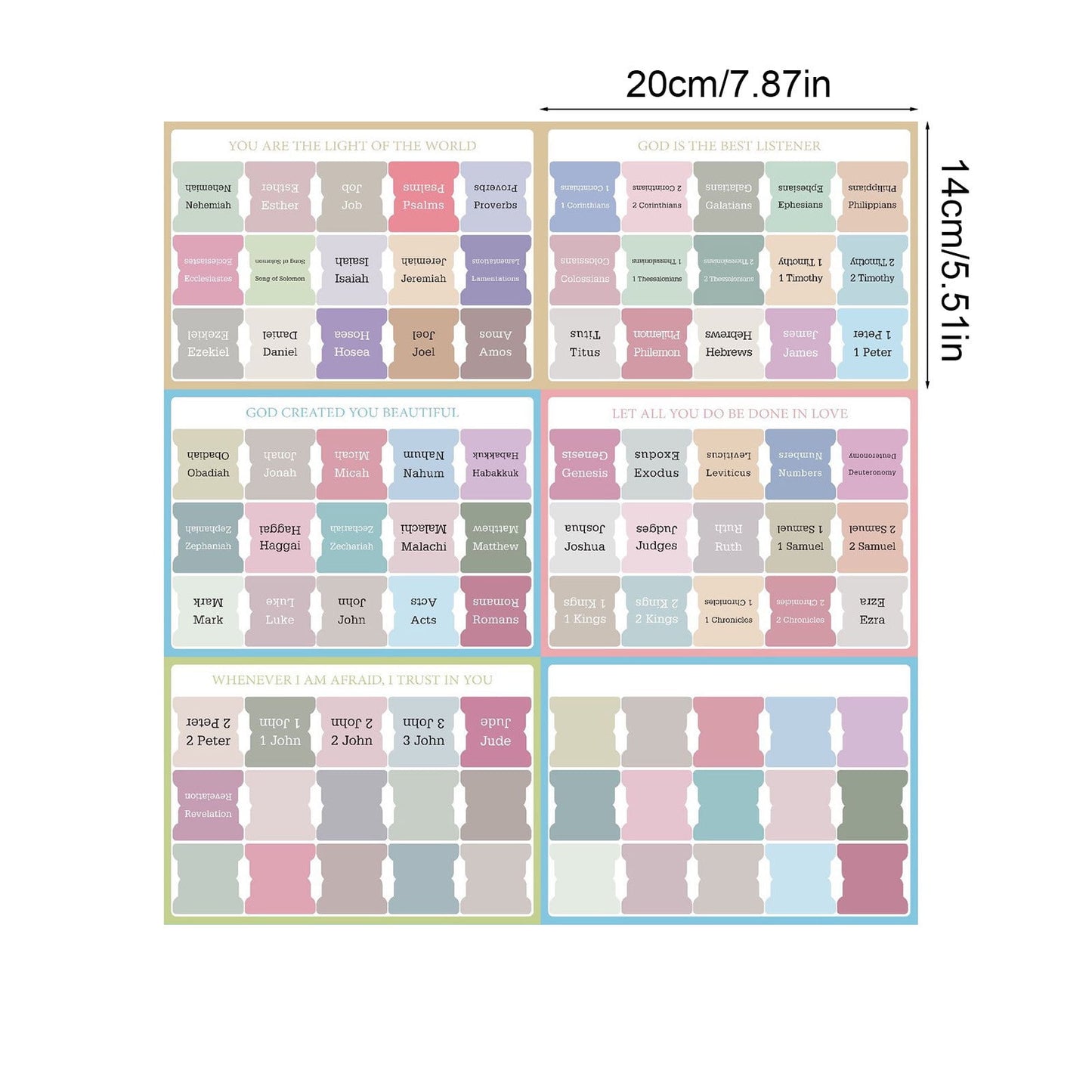 Bible Guidance Tabs with Book Tabs & Blank Customizable Tabs – 7.87 x 5.5 inches, Easy Apply & Removable, Bible Navigation Aid for Efficient Study, Personalize Favorite Verses, No Residue Multicolor