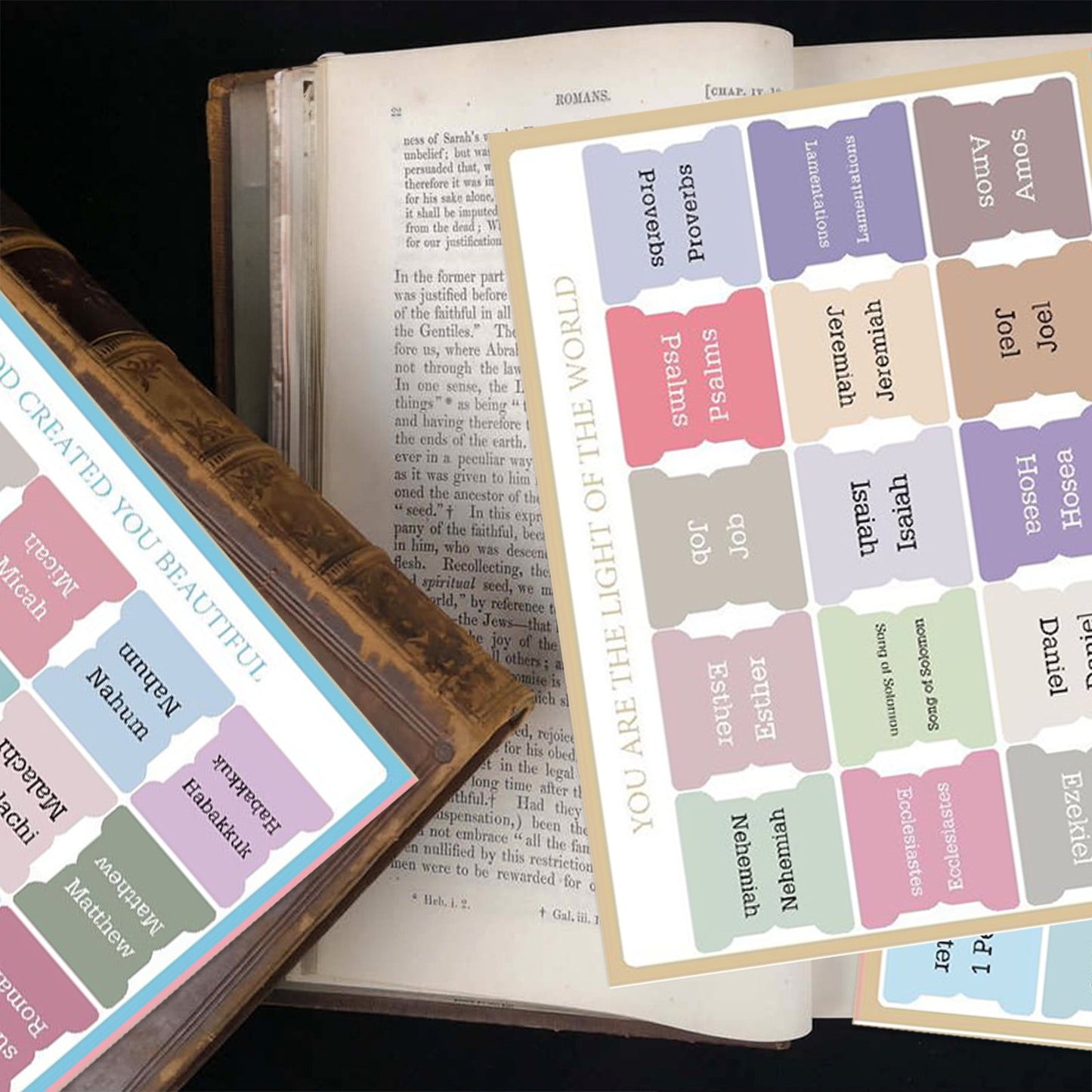 Bible Guidance Tabs with Book Tabs & Blank Customizable Tabs – 7.87 x 5.5 inches, Easy Apply & Removable, Bible Navigation Aid for Efficient Study, Personalize Favorite Verses, No Residue Multicolor