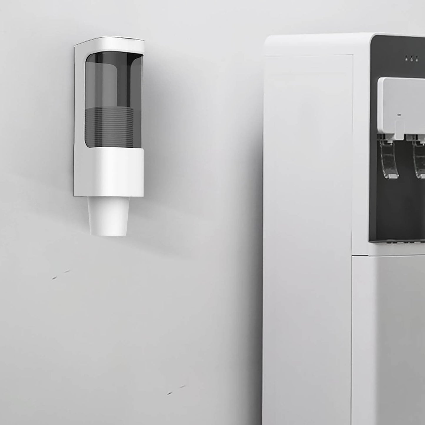 Cup Dispenser,Fit 3oz-6oz Small Cups, Pull Type Water Cup Holder Wall Mount Paper Cup with Paste for Home Office School,Wall Mount Bathroom Disposable Mouthwash Cups Dispenser for Home Office Clear