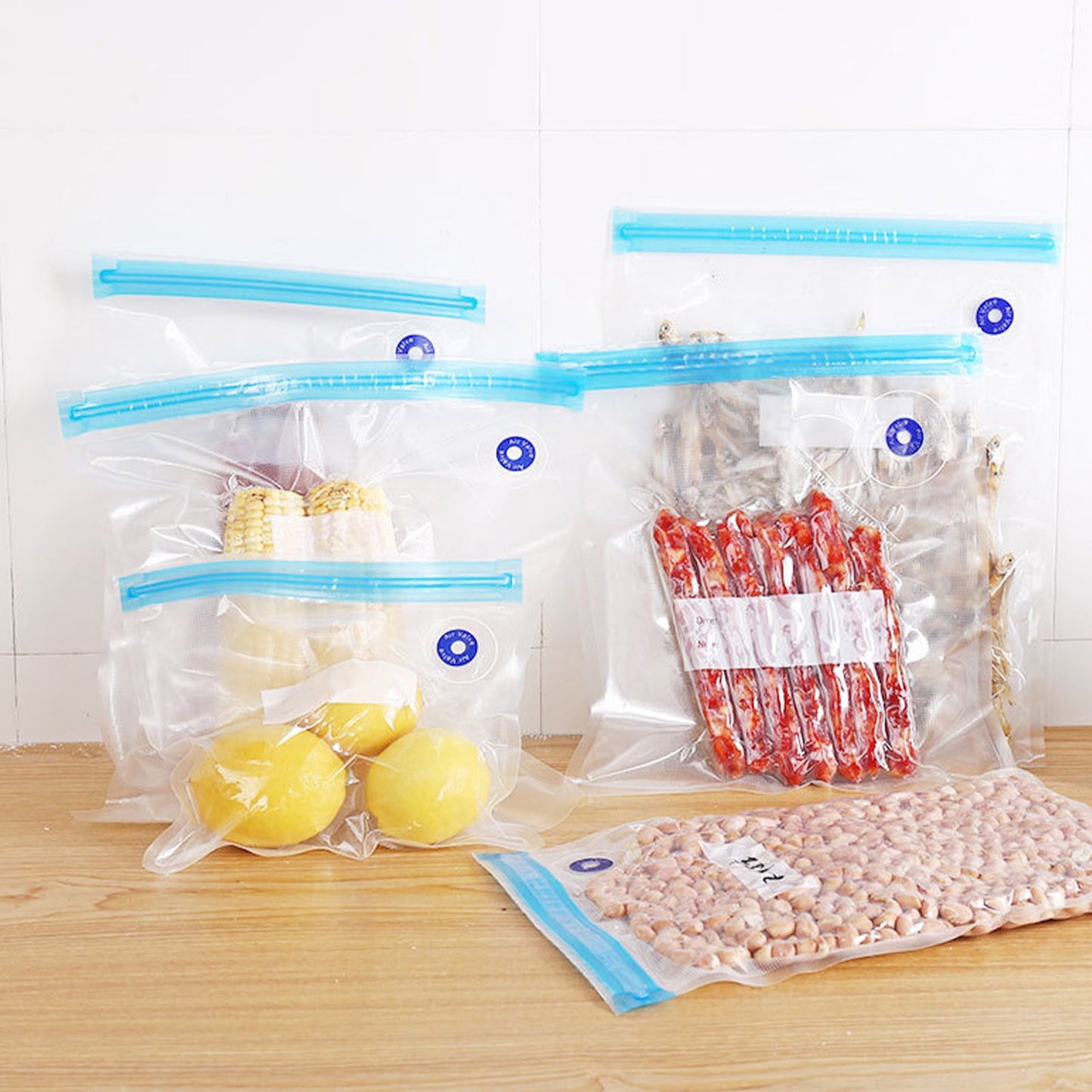 10-Pack Reusable Vacuum Food Storage Bags - BPA-Free, Various Sizes, Double Zipper Seal, Easy-to-Use Vacuum Sealer Bags for Food, Pet Treats & Small Items - Clear, Space-Saving, Freshness Preservation 26*28
