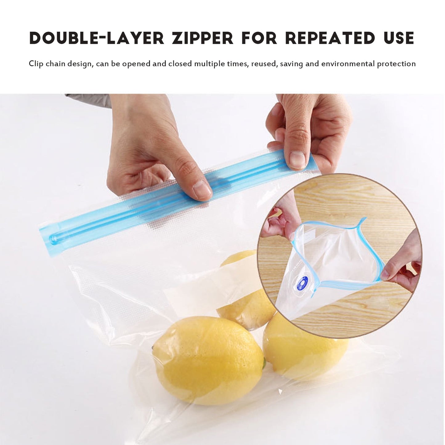 10-Pack Reusable Vacuum Food Storage Bags - BPA-Free, Various Sizes, Double Zipper Seal, Easy-to-Use Vacuum Sealer Bags for Food, Pet Treats & Small Items - Clear, Space-Saving, Freshness Preservation 30*34