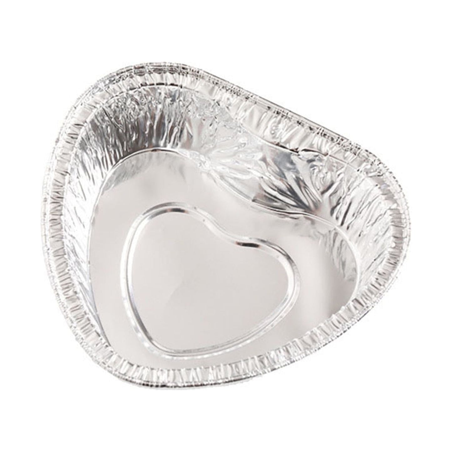 20-Pack Heart-Shaped Aluminum Foil Pans - Disposable Baking Cups for Egg Cooking, Air Fryer Use, Perfect for Parties and Catering C