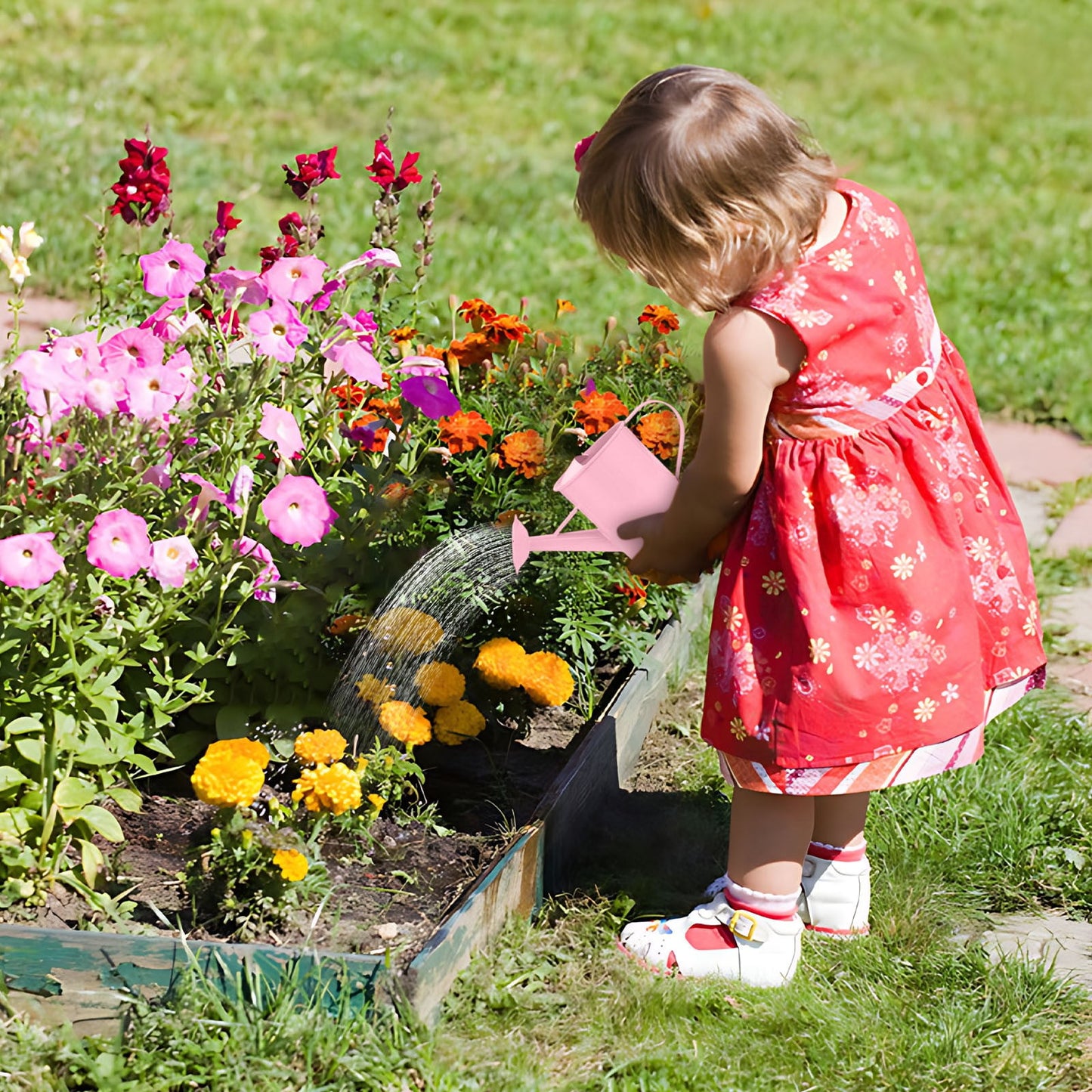Cute Mini Watering Can for Kids,Garden Watering Bucket Colorful Watering Can Photo Props, Bulk Watering Kettle Kids Sprinkler Garden Planting Toy Pink