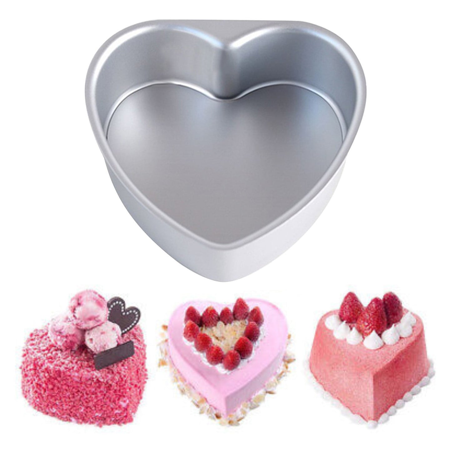 8 Inch Heart Cake Pan - 3D Aluminum Tin Bakeware Cake Decorating Wedding, Birthday Party, heart-shaped cake tin, Heart Shaped Live Bottom Cake Mould Shaped Chiffon Baking Mould A