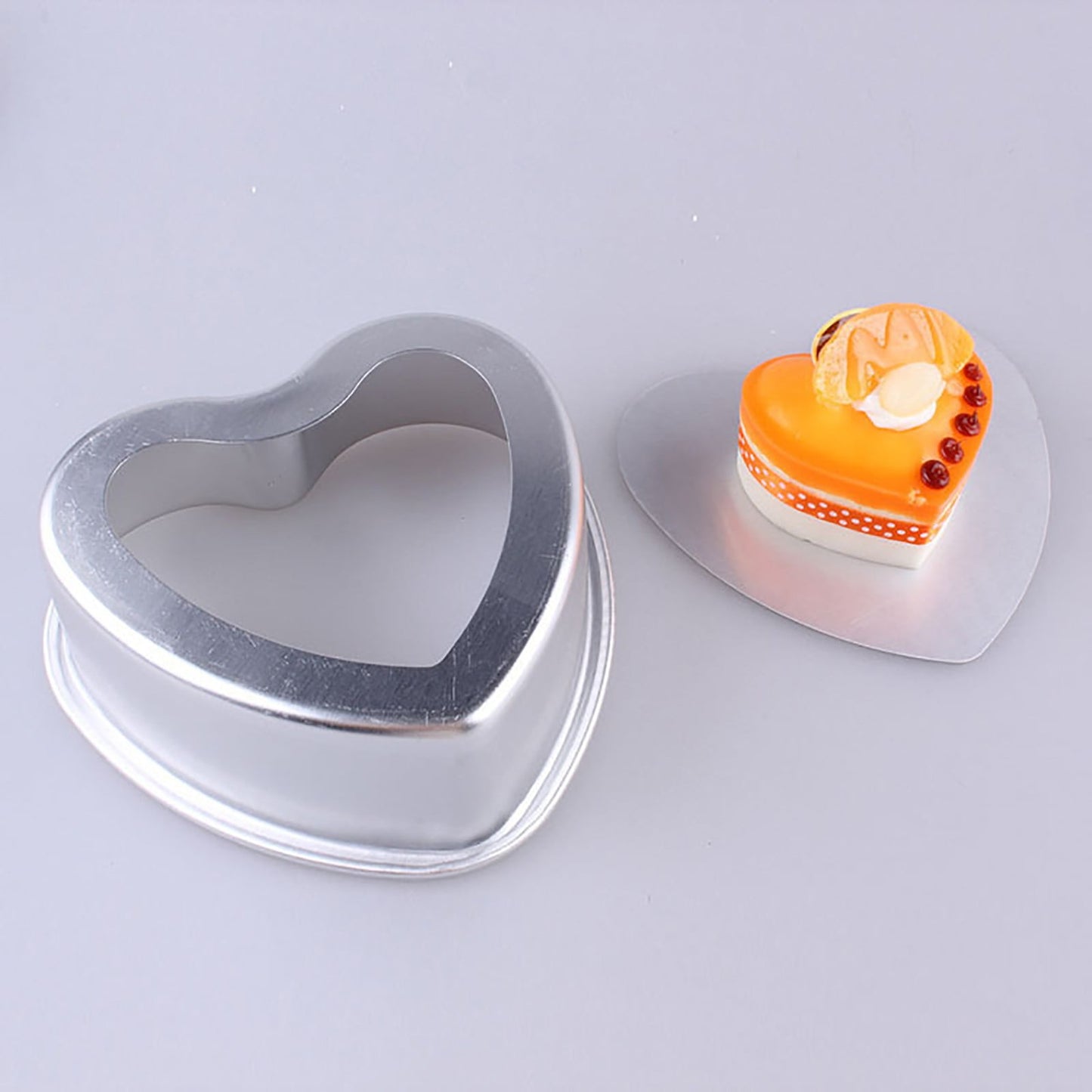8 Inch Heart Cake Pan - 3D Aluminum Tin Bakeware Cake Decorating Wedding, Birthday Party, heart-shaped cake tin, Heart Shaped Live Bottom Cake Mould Shaped Chiffon Baking Mould A