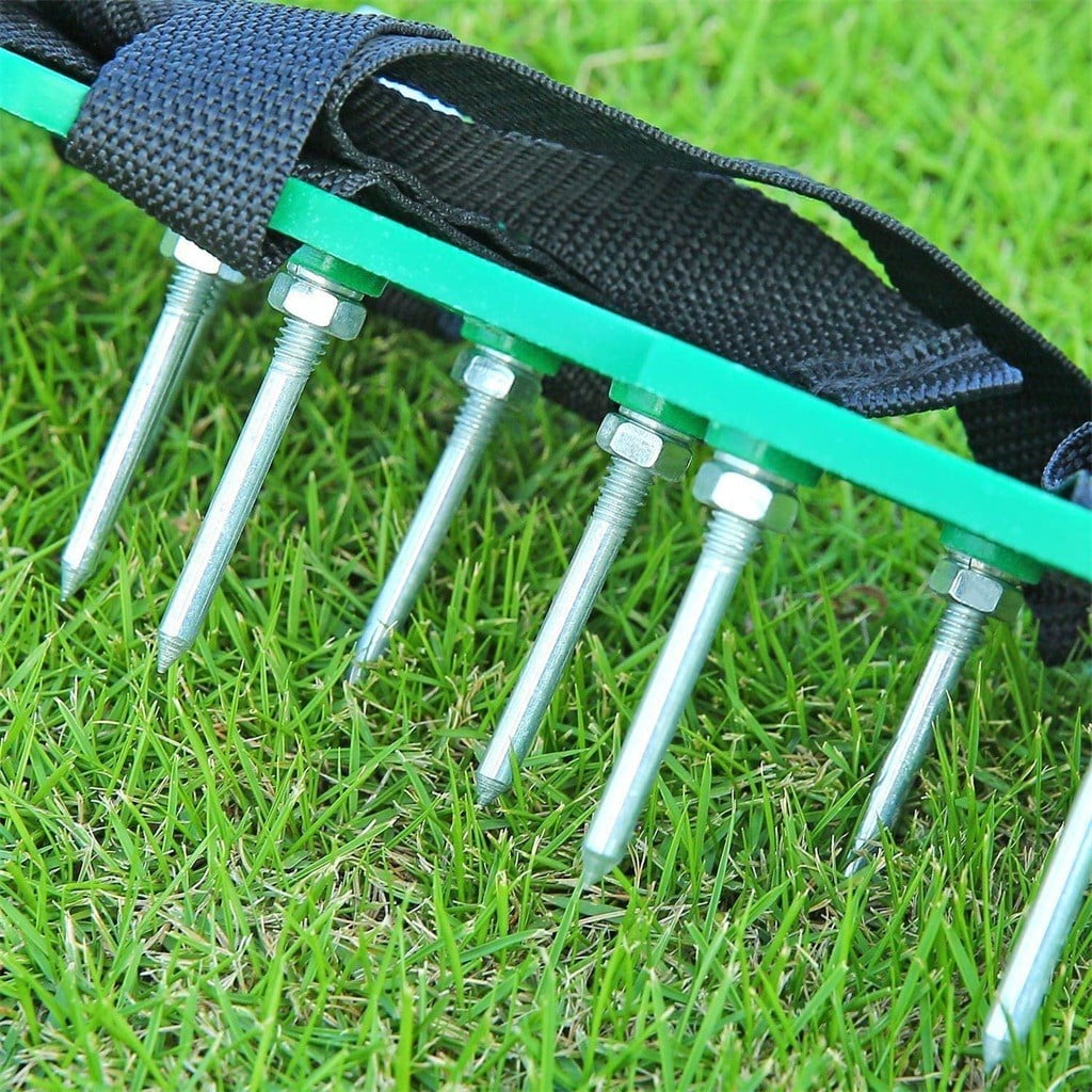 Lawn Aerator Shoes with Hook & Loop Straps for Effectively Aerating Lawn Soil, One Size Fits All Free-Installation Heavy Duty Spiked Sandals Shoes for Easy Use for Yard Patio Garden