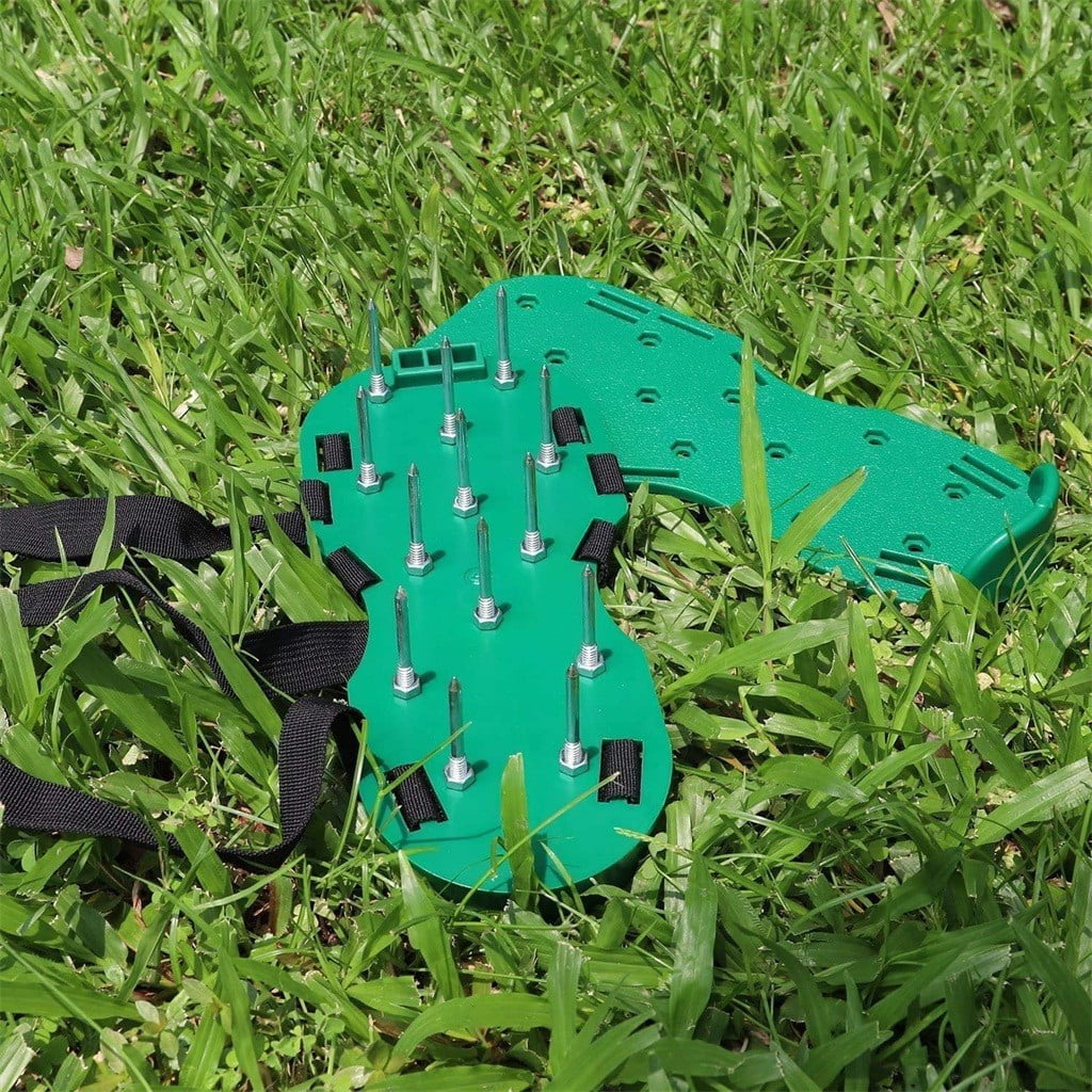 Lawn Aerator Shoes with Hook & Loop Straps for Effectively Aerating Lawn Soil, One Size Fits All Free-Installation Heavy Duty Spiked Sandals Shoes for Easy Use for Yard Patio Garden