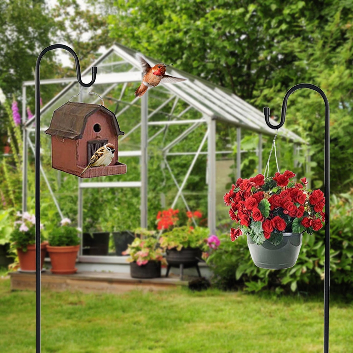Garden Hooks for Outdoor Lanterns, Garden Hooks for Hanging Plants, Solar Lights, Small Shepherds Hooks for Outdoor, Plant Poles 100CM