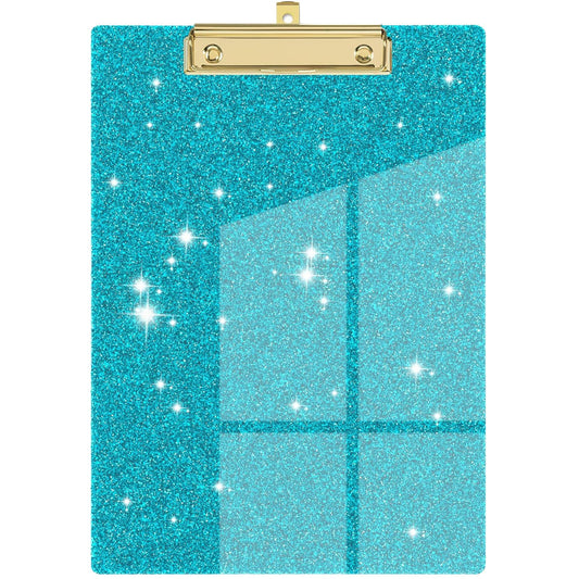 Acrylic Clipboards, Fashion Glitter Clip Board with Low Profile Gold Clip, Designed for Classroom School and Office Use, A4 Letter, 5.91x3.94x0.39 5.91" x 3.94" x 0.39" Black