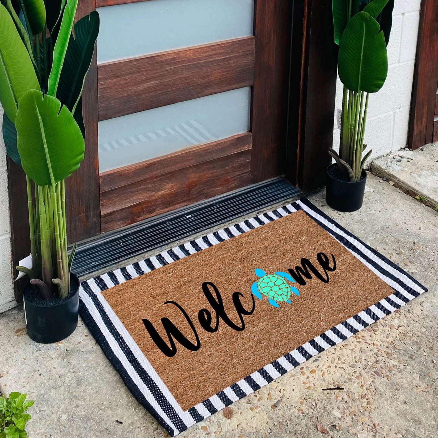 Welcome Turtle Doormat, Natural Heavy Duty Backing Doormat - Large Cute Non-Slip Front Door Welcome Mat for Outside Entrance or Porch Entry, 23.62x15.75 23.62" x 15.75" Khaki