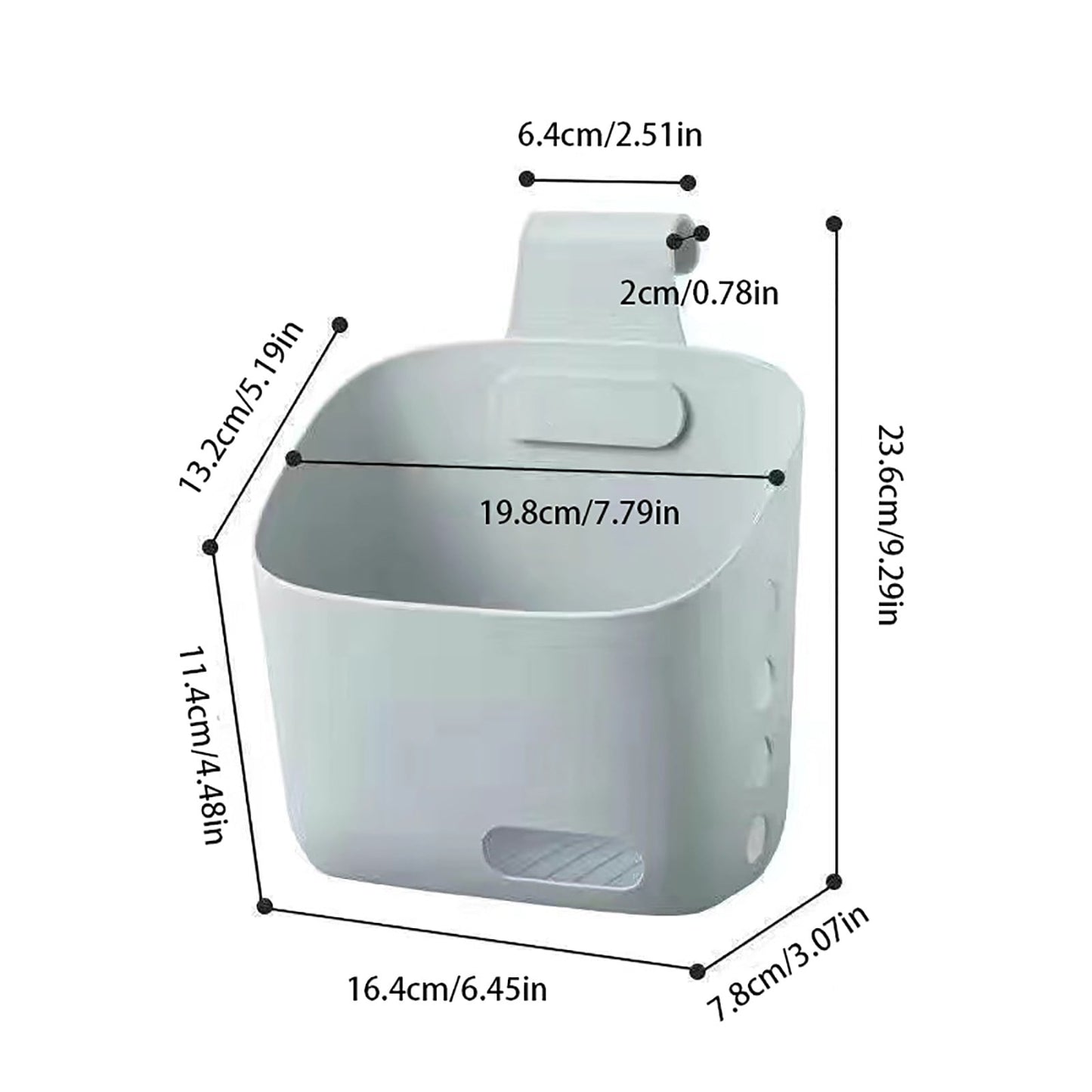 Plastic Hanging Storage Basket, Over Cabinet Door Organizer with Removable Hook, Stackable Wall Mounted Shower Caddy, No Drilling Shelf Bins for Kitchen Food Bathroom Pantry Closet, 6.45x3.07x9.29 6.45" x 3.07" x 9.29" Grey