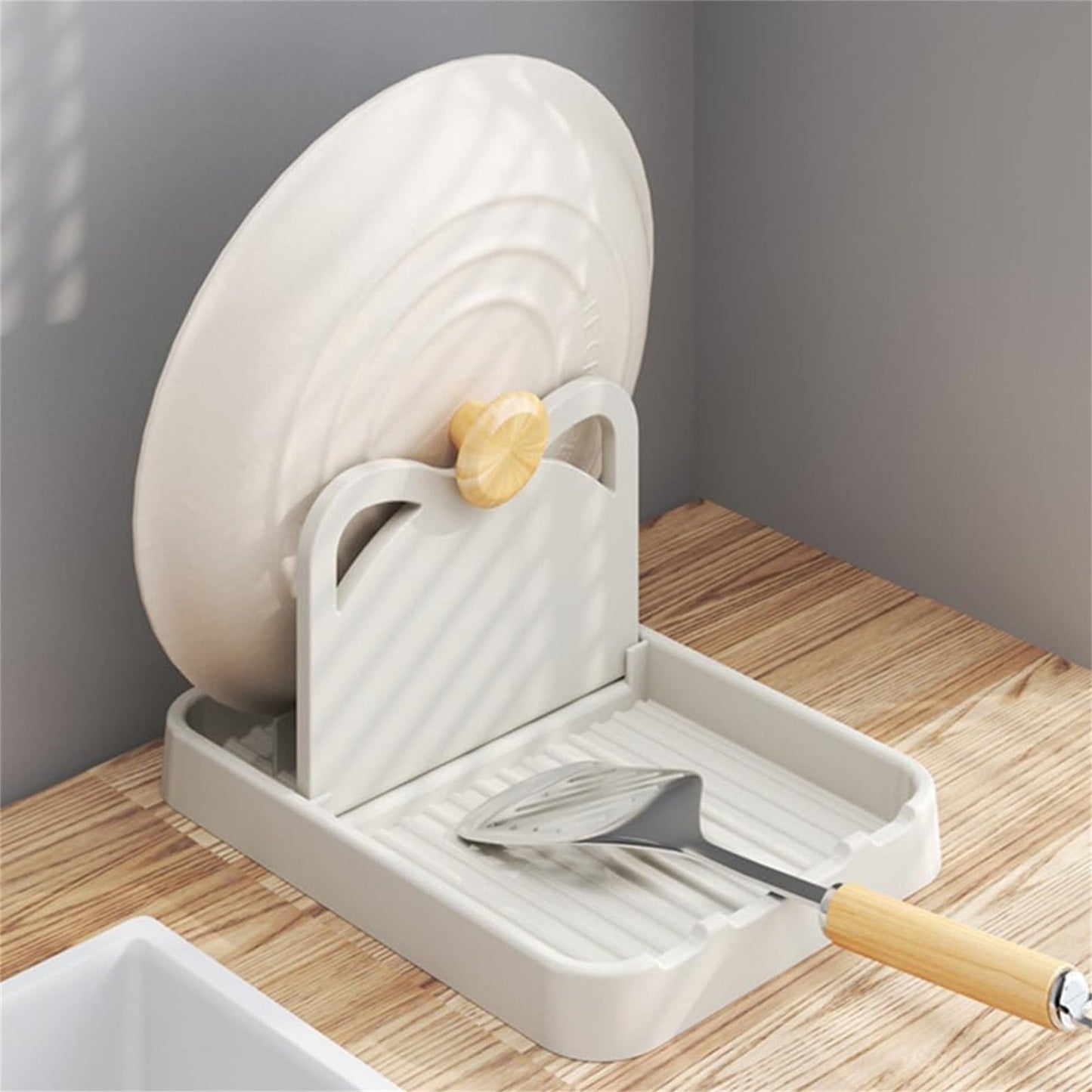 Silicone Spoon Rest with Lid, Heat-Resistant Foldable Utensil Holder for Spatulas, Kitchen Counter Organizer, Stove Top Safe Gray 7.28x5.51x4.13' 7.28" x 5.51" x 4.13" Gray